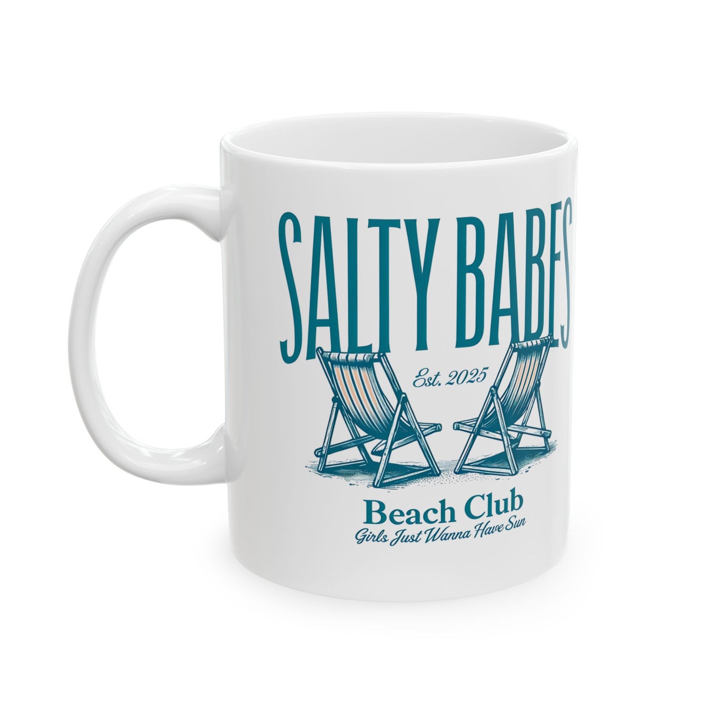 Salty Babes Ceramic Mug - Beach Lover's Coffee Cup 11oz