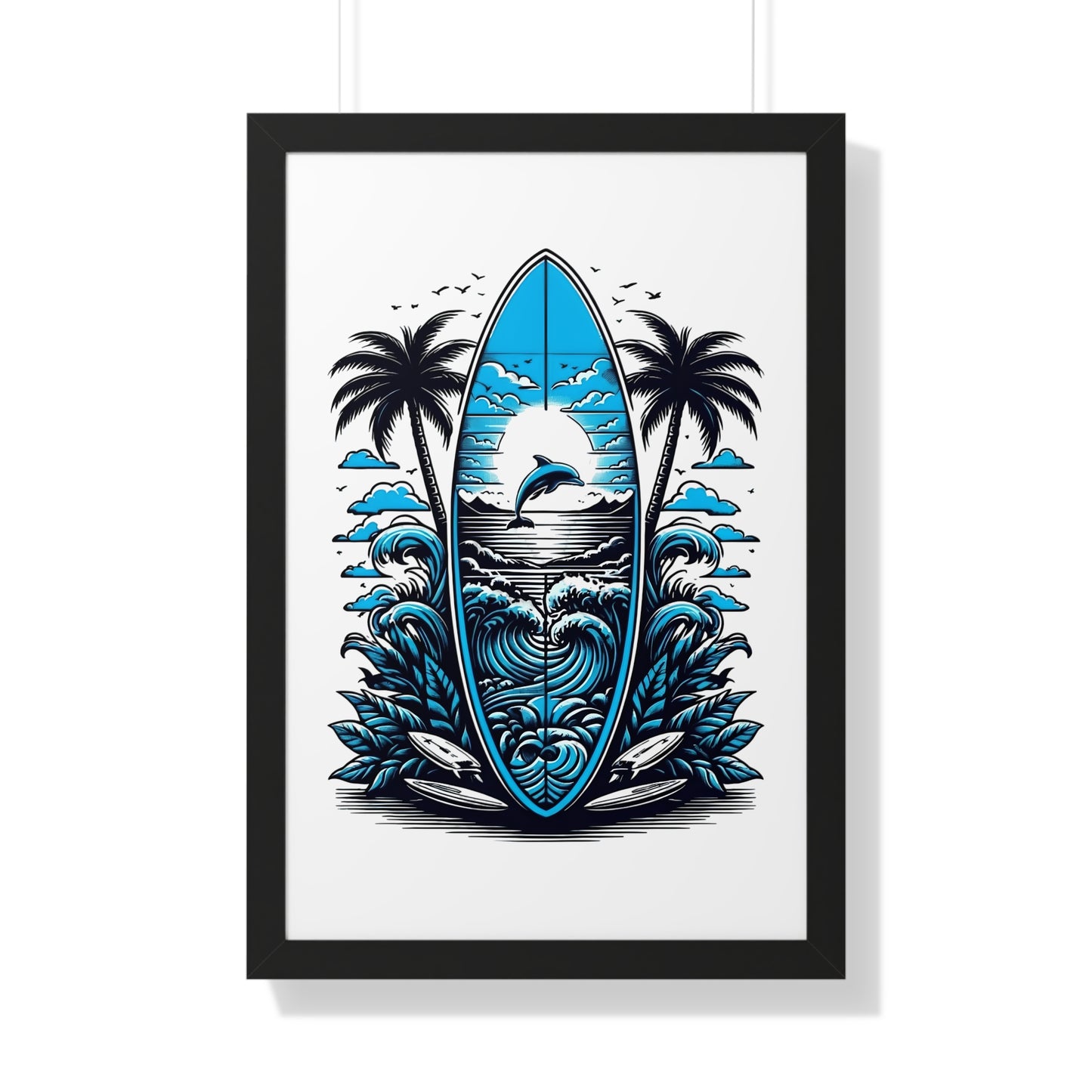 Surf Vibes Framed Vertical Poster | Beach Decor for Coastal Lovers