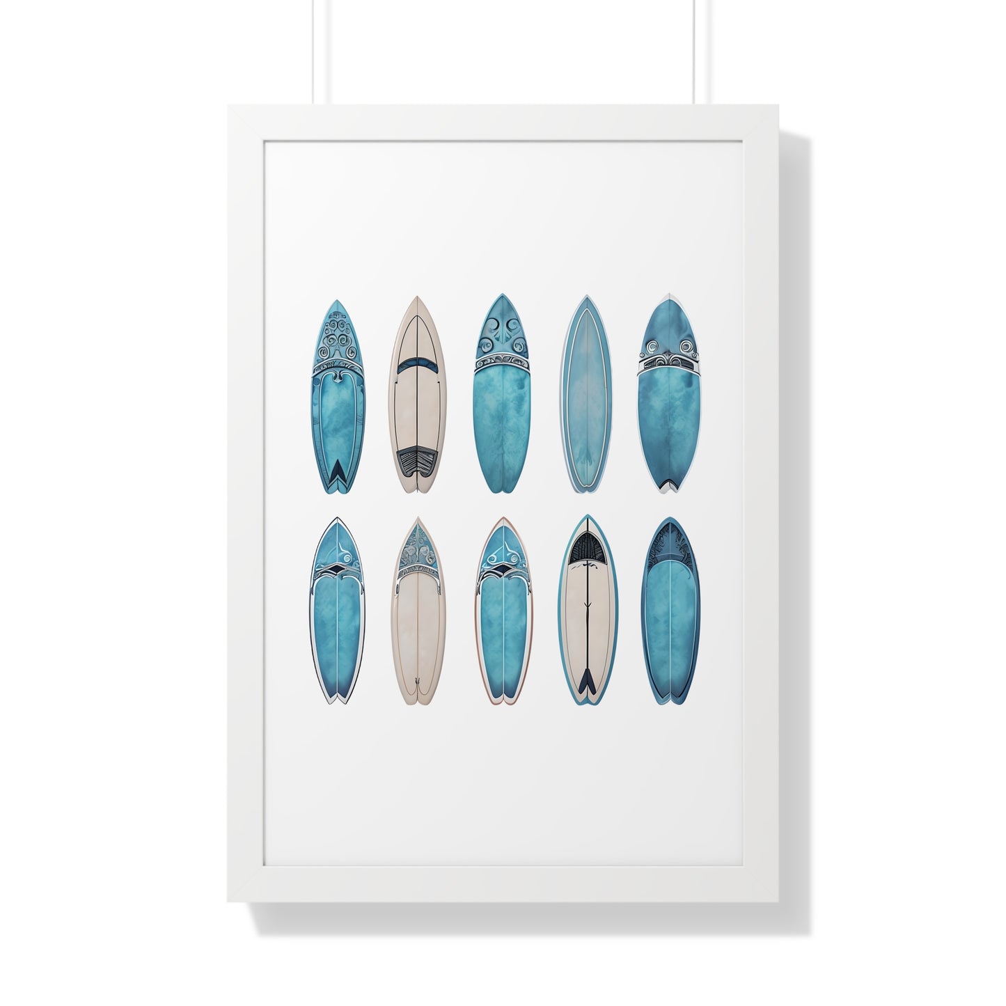 Surfboard Art Framed Poster - Coastal Home Decor for Beach Lovers