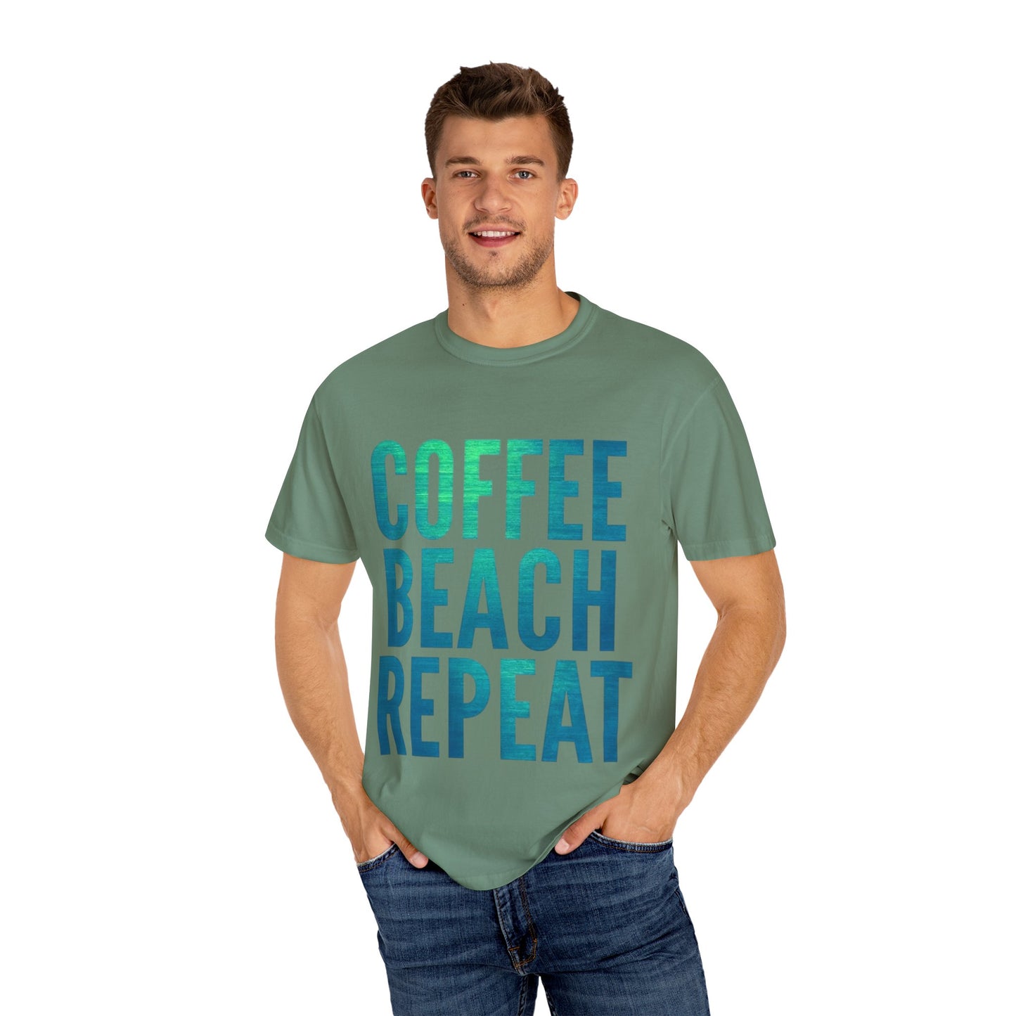 Coffee Beach Repeat Unisex Garment-Dyed T-Shirt