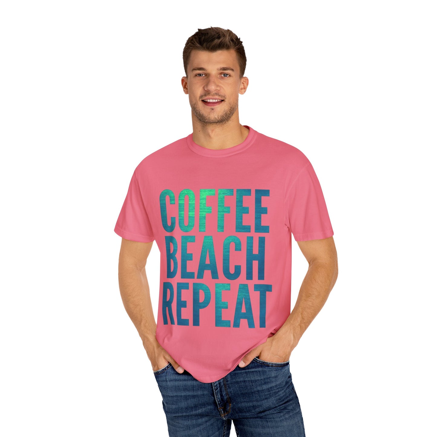 Coffee Beach Repeat Unisex Garment-Dyed T-Shirt