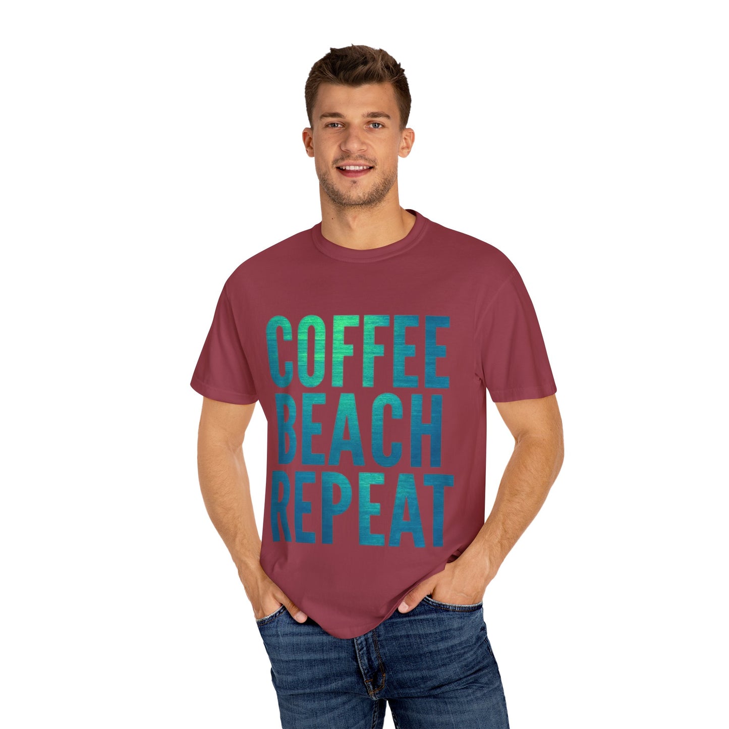 Coffee Beach Repeat Unisex Garment-Dyed T-Shirt