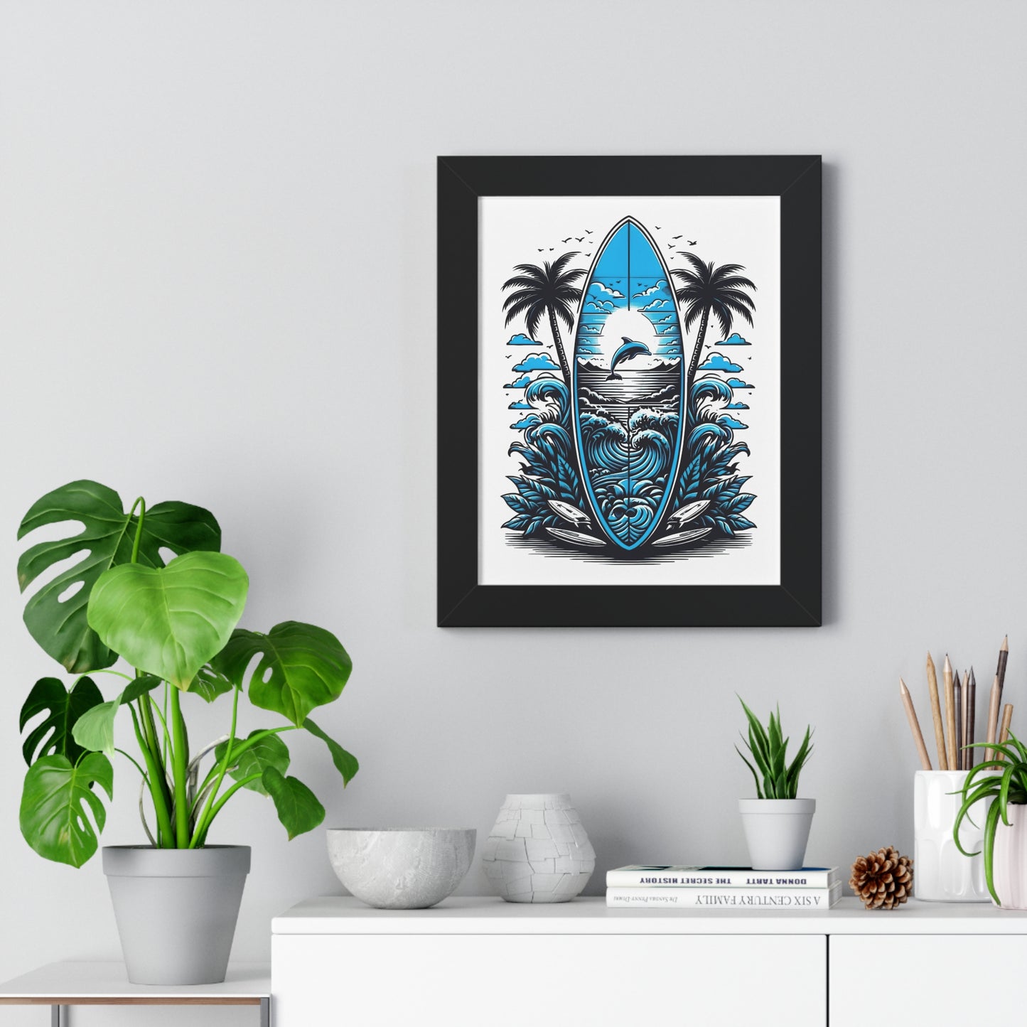 Surf Vibes Framed Vertical Poster | Beach Decor for Coastal Lovers