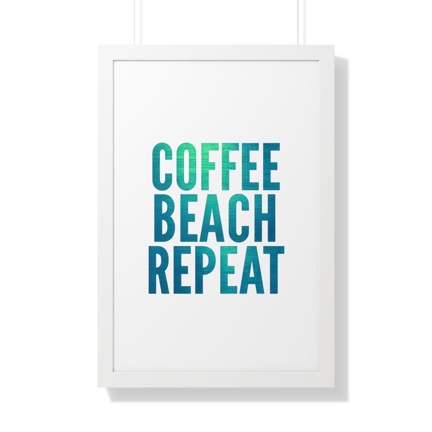 Coffee Beach Repeat Framed Vertical Poster | Coastal Home Decor