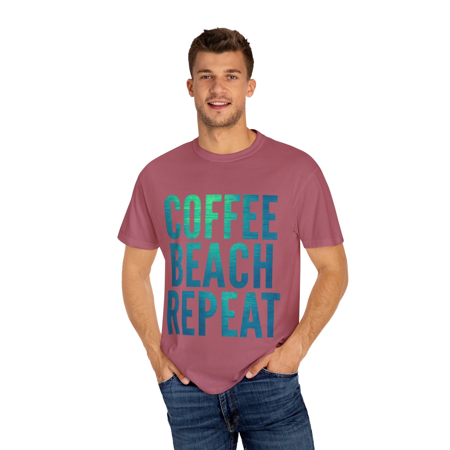 Coffee Beach Repeat Unisex Garment-Dyed T-Shirt