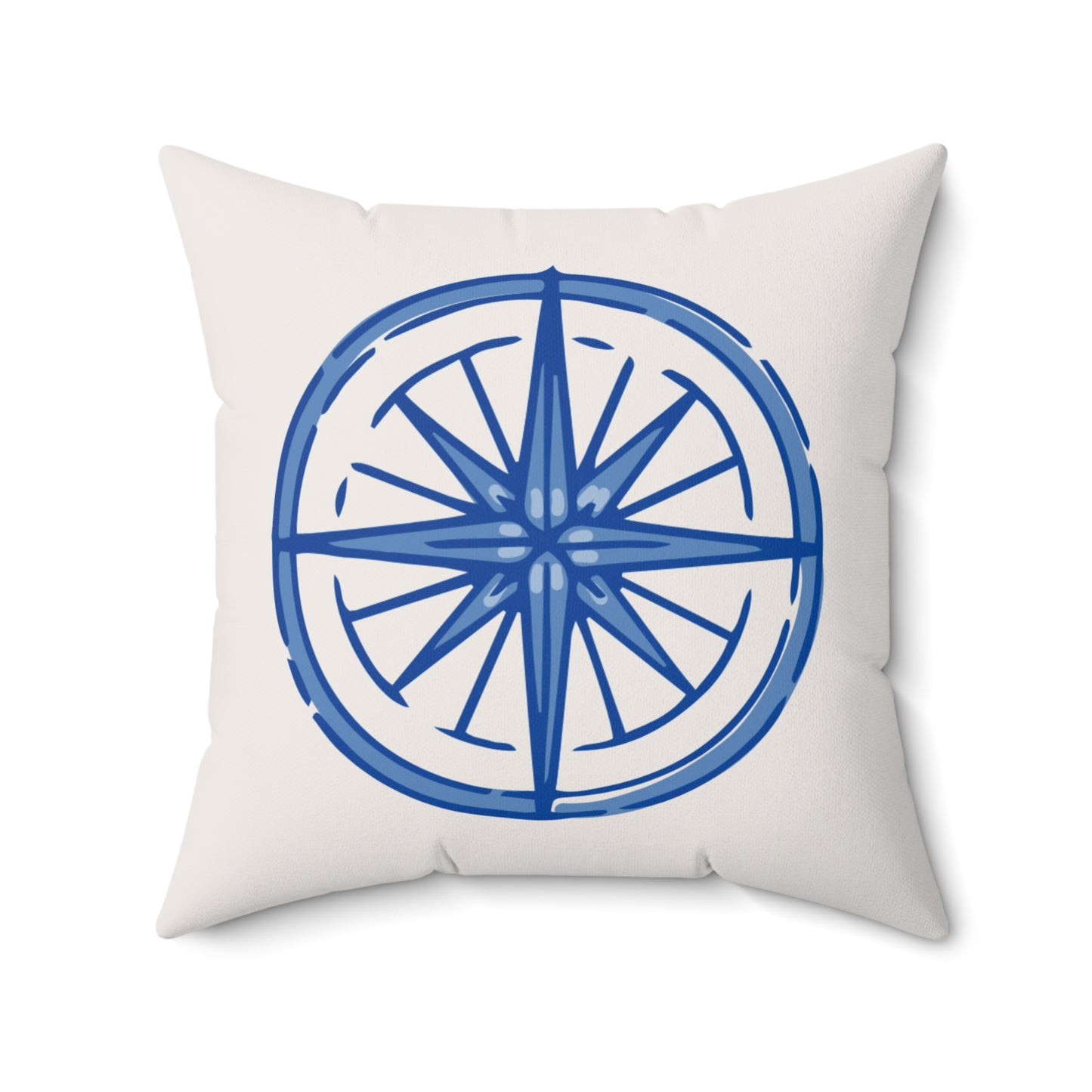 Nautical Compass Decorative Pillow - Spun Polyester Square Cushion for Home & Travel