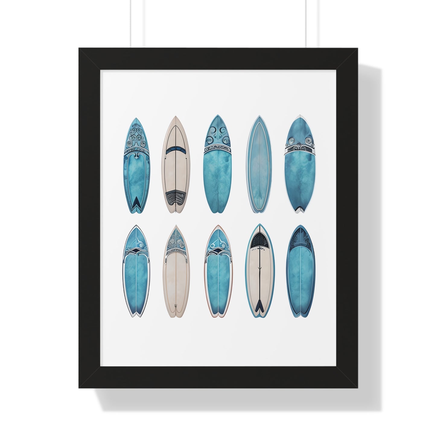 Surfboard Art Framed Poster - Coastal Home Decor for Beach Lovers