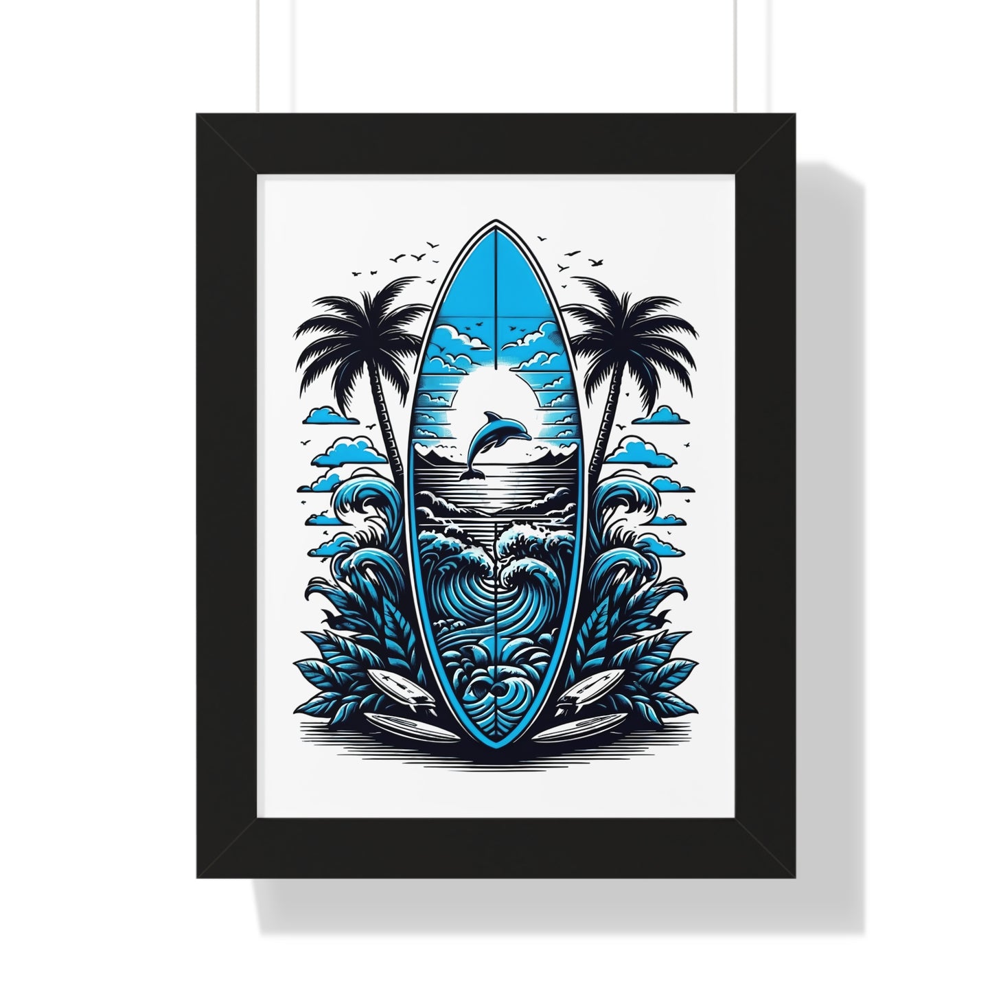 Surf Vibes Framed Vertical Poster | Beach Decor for Coastal Lovers