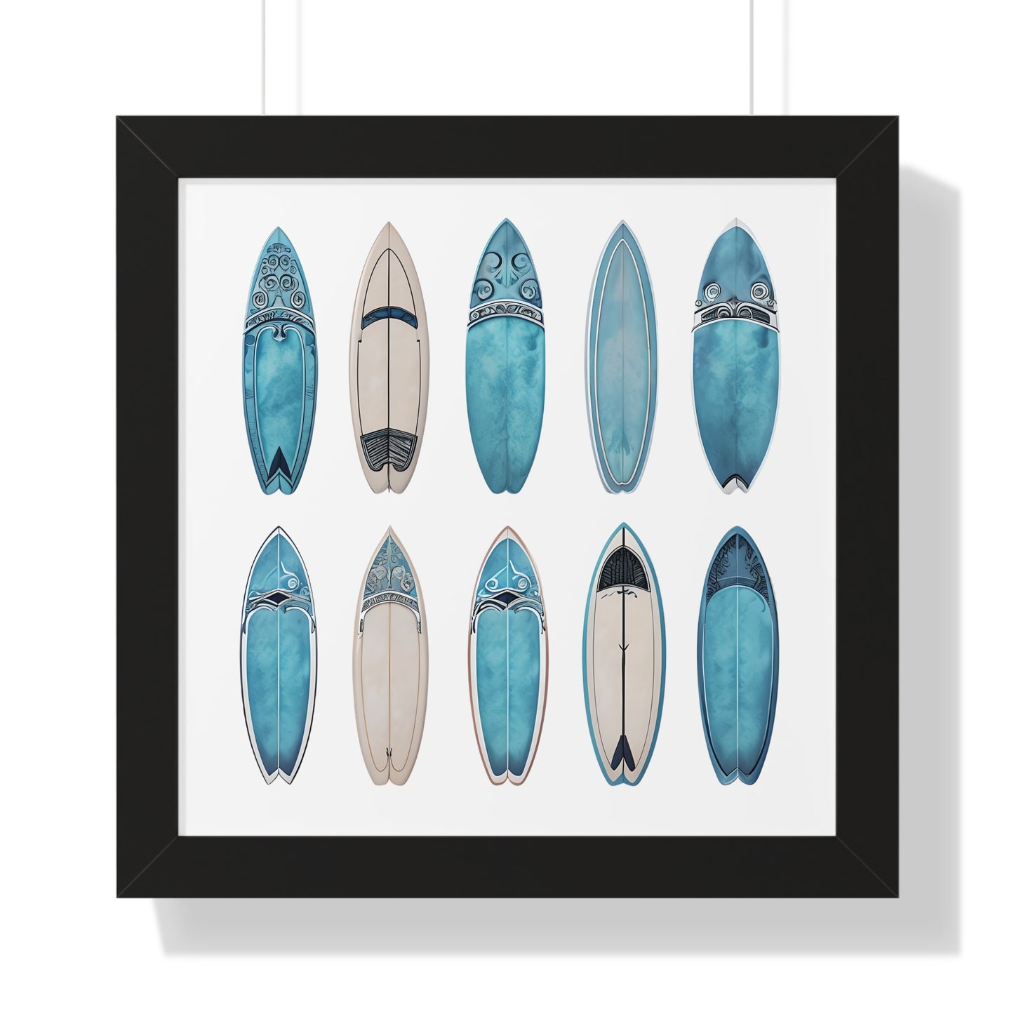 Surfboard Art Framed Poster - Coastal Home Decor for Beach Lovers