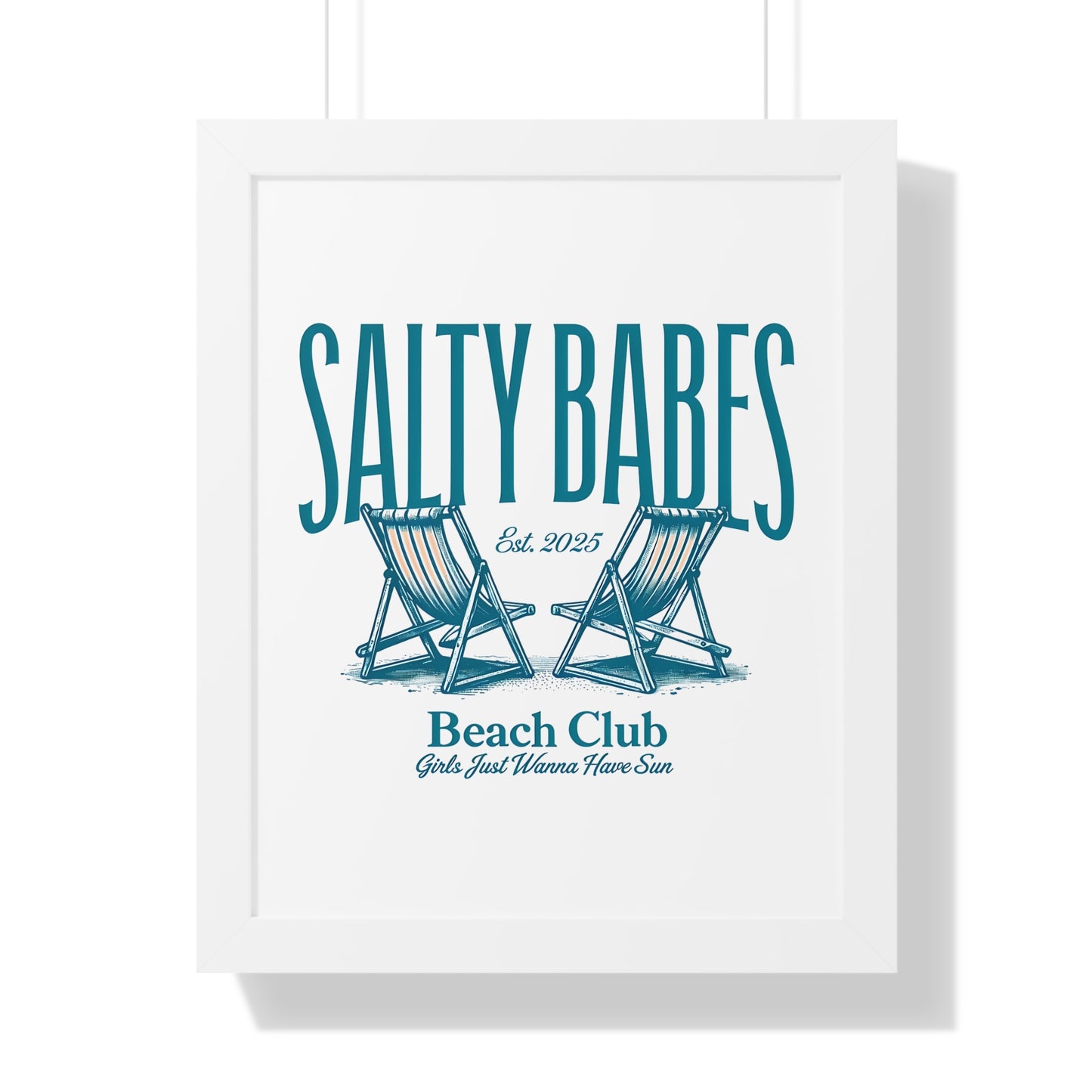 Salty Babes Beach Club Framed Vertical Poster - Coastal Decor for Beach Lovers