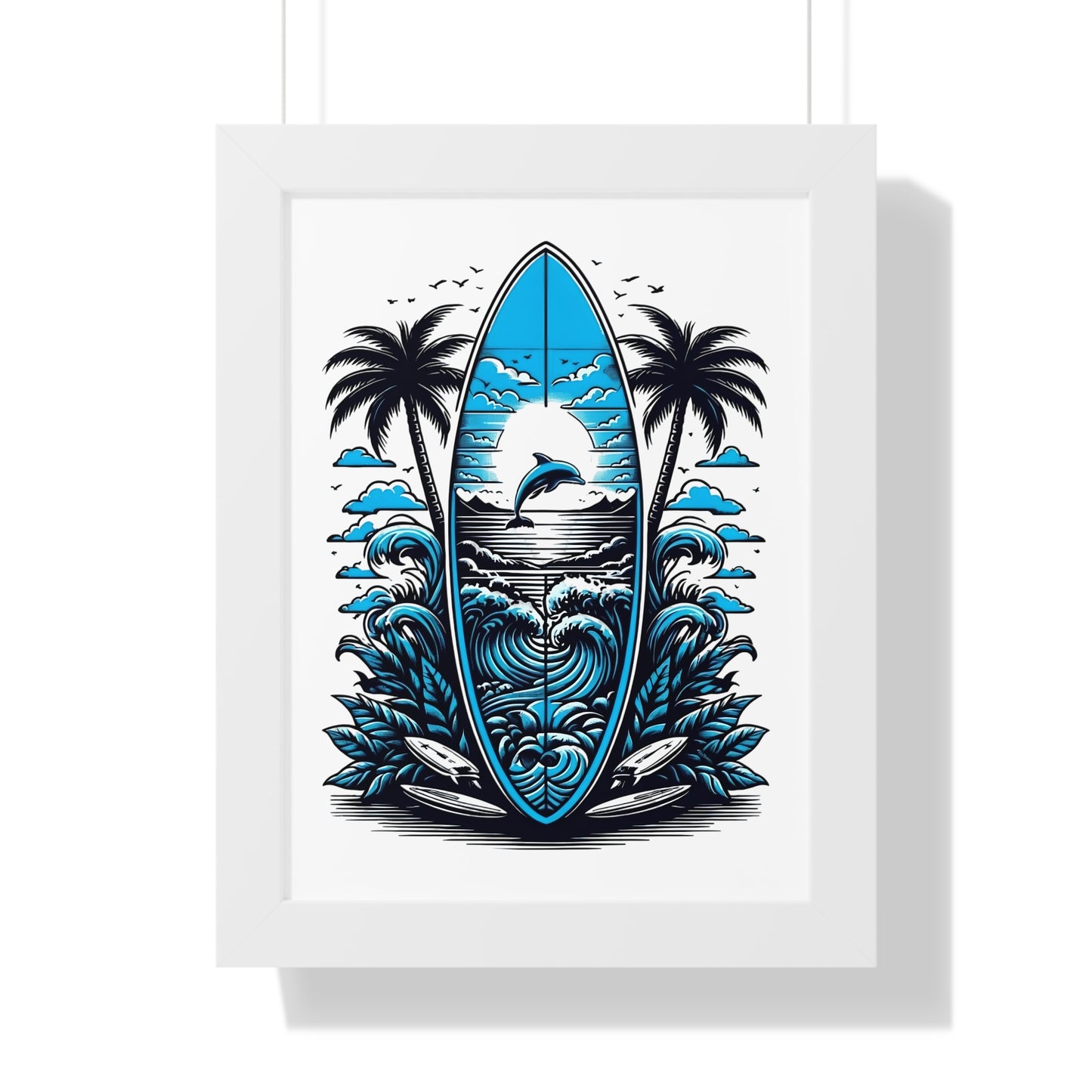 Surf Vibes Framed Vertical Poster | Beach Decor for Coastal Lovers