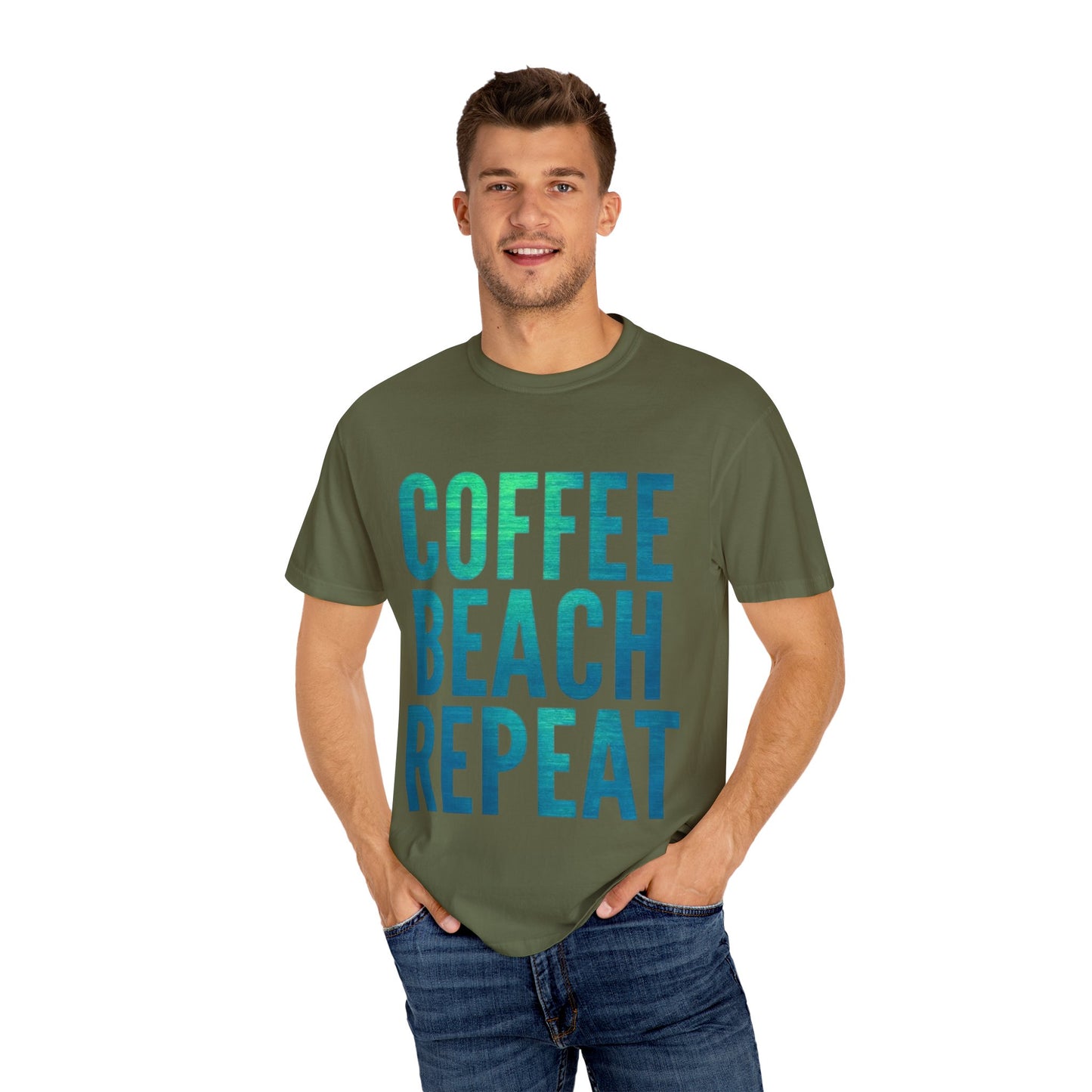 Coffee Beach Repeat Unisex Garment-Dyed T-Shirt
