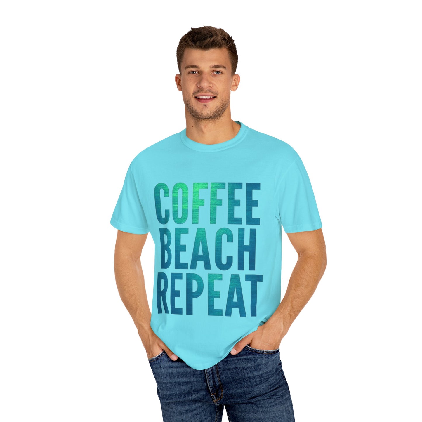 Coffee Beach Repeat Unisex Garment-Dyed T-Shirt
