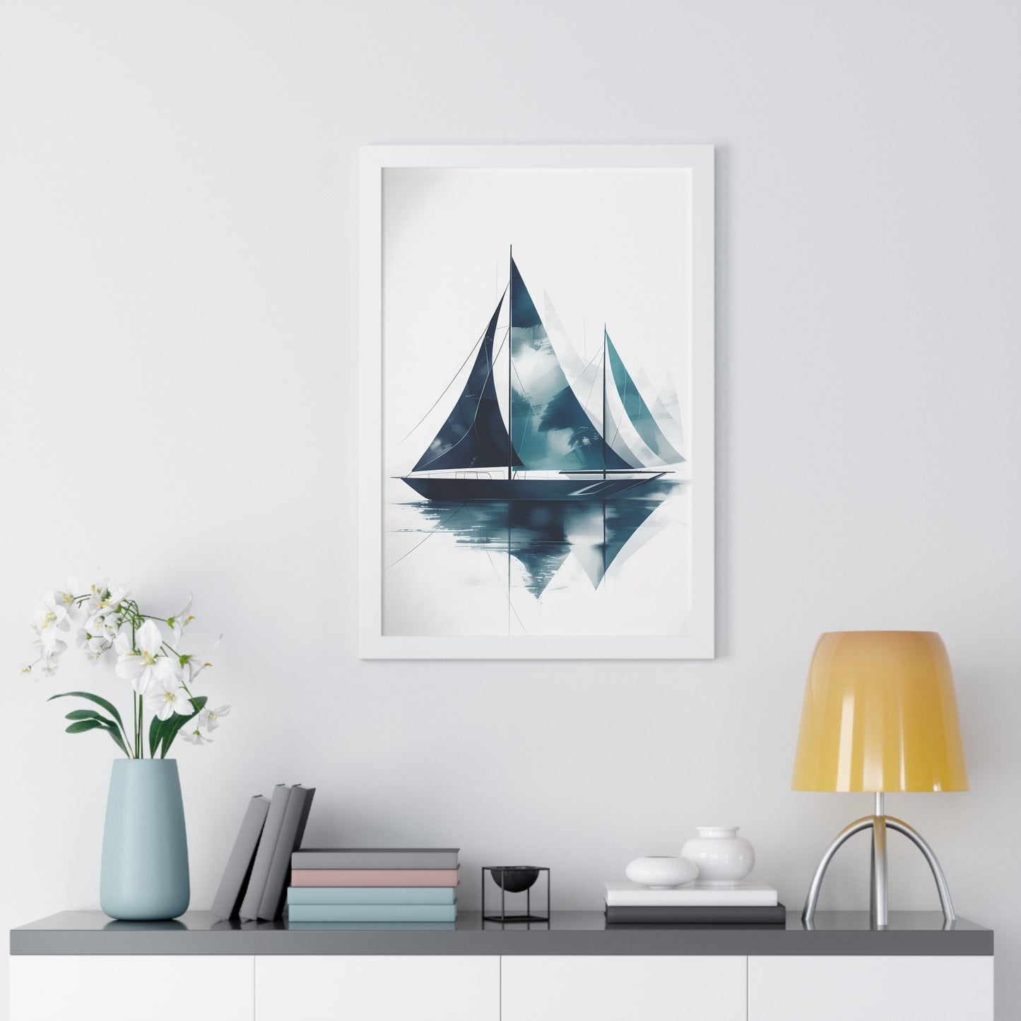 Sailboat Framed Poster — Nautical Watercolor