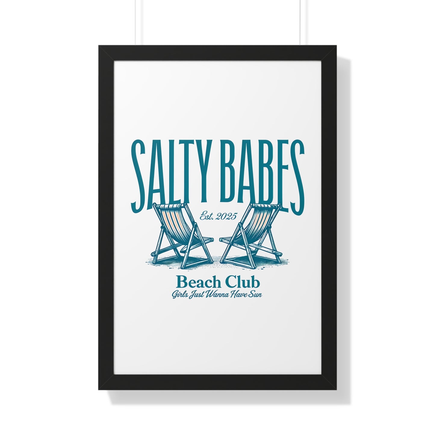 Salty Babes Beach Club Framed Vertical Poster - Coastal Decor for Beach Lovers