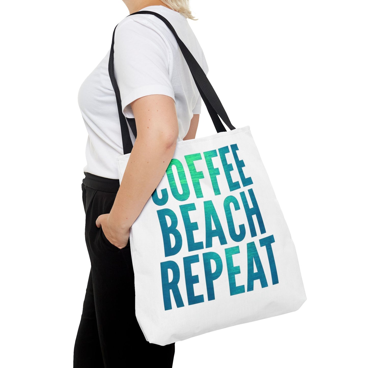 Coffee Beach Repeat Tote Bag - Perfect for Summer Days & Beach Lovers