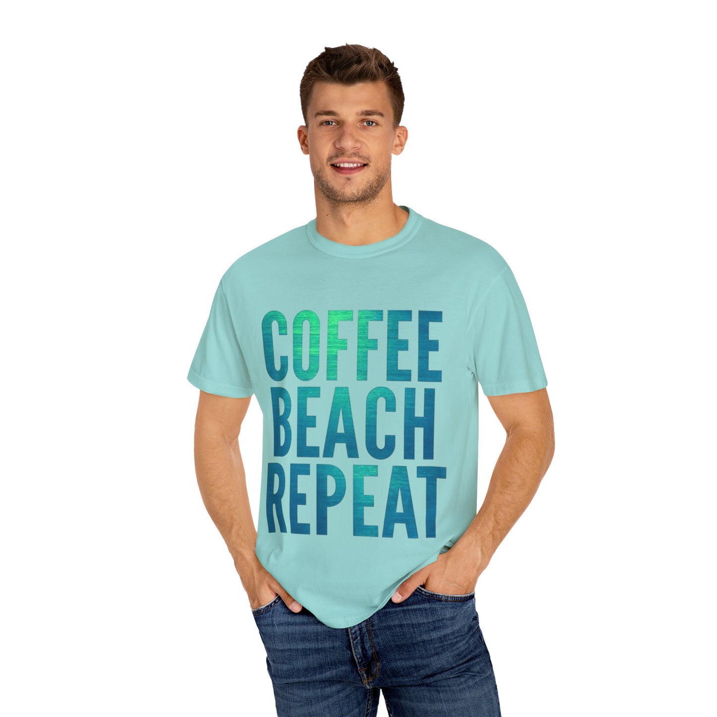 Coffee Beach Repeat Unisex Garment-Dyed T-Shirt