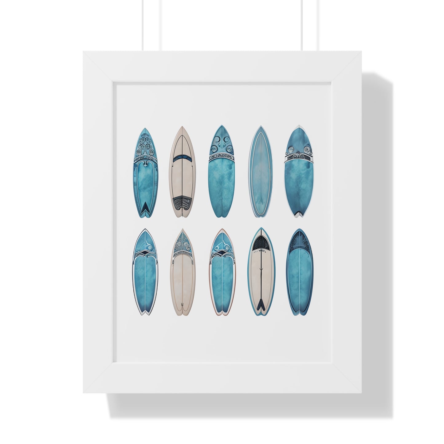 Surfboard Art Framed Poster - Coastal Home Decor for Beach Lovers