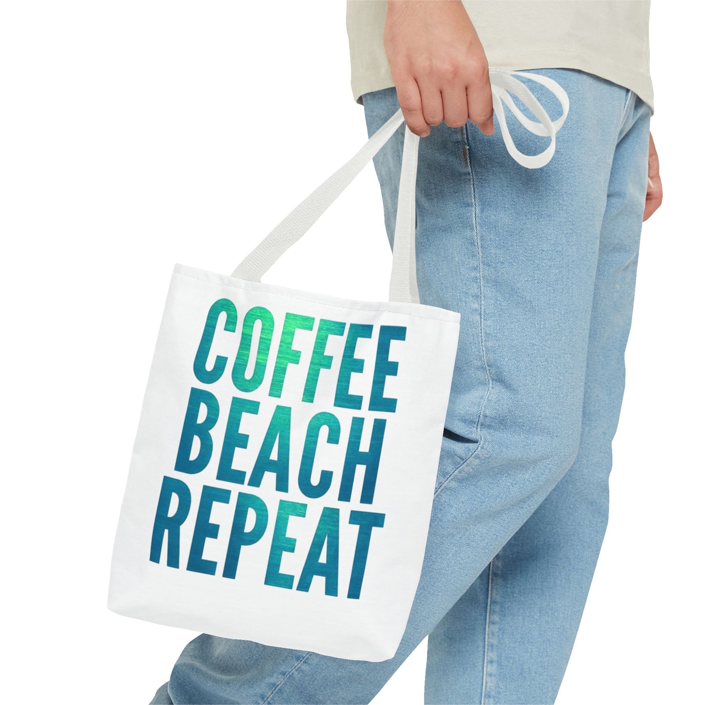 Coffee Beach Repeat Tote Bag - Perfect for Summer Days & Beach Lovers