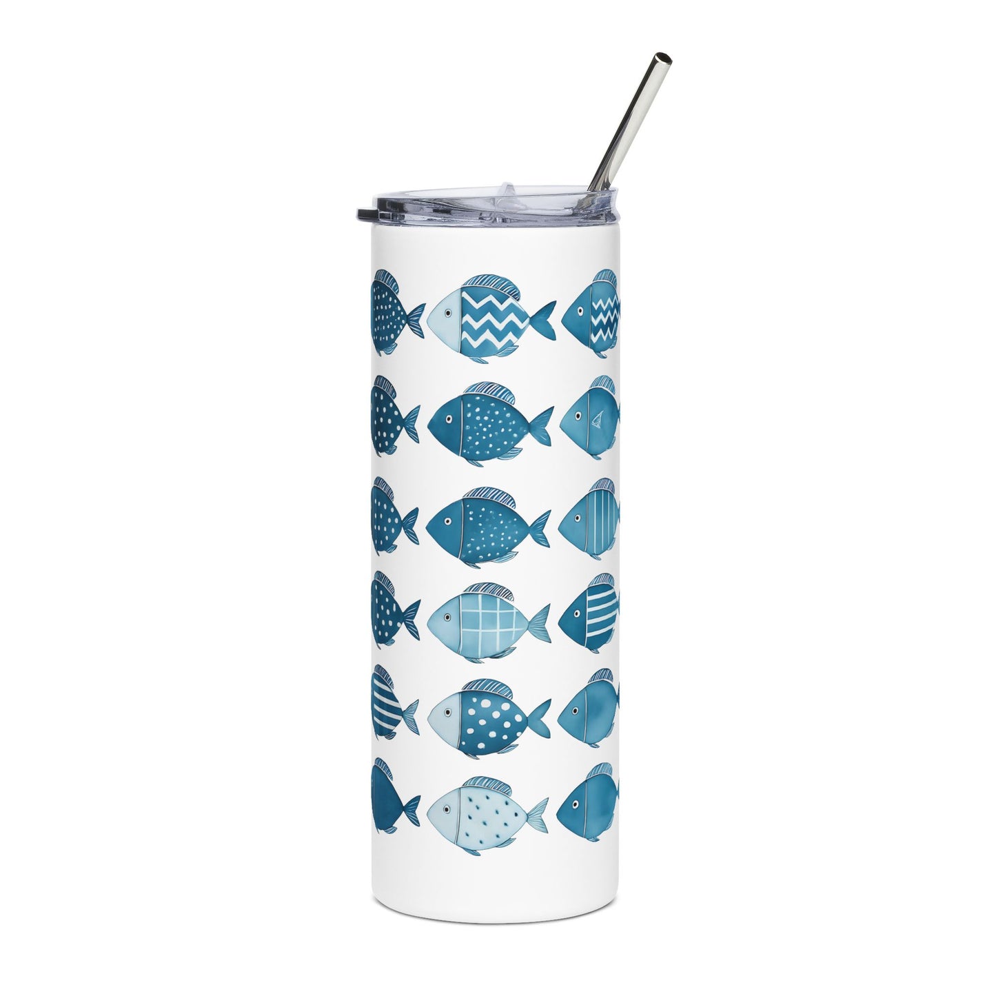 Fish Pattern 20oz Stainless Steel Tumbler – Ocean Inspired Travel Cup
