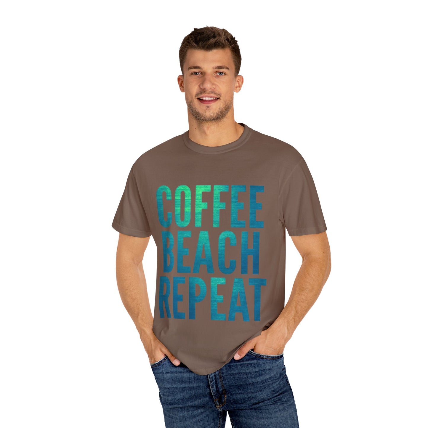 Coffee Beach Repeat Unisex Garment-Dyed T-Shirt