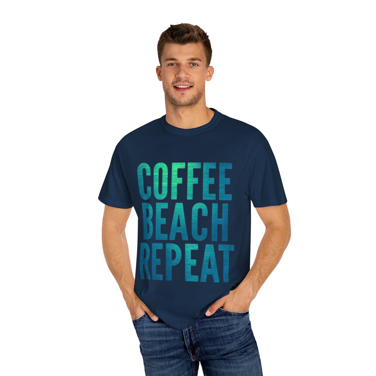 Coffee Beach Repeat Unisex Garment-Dyed T-Shirt