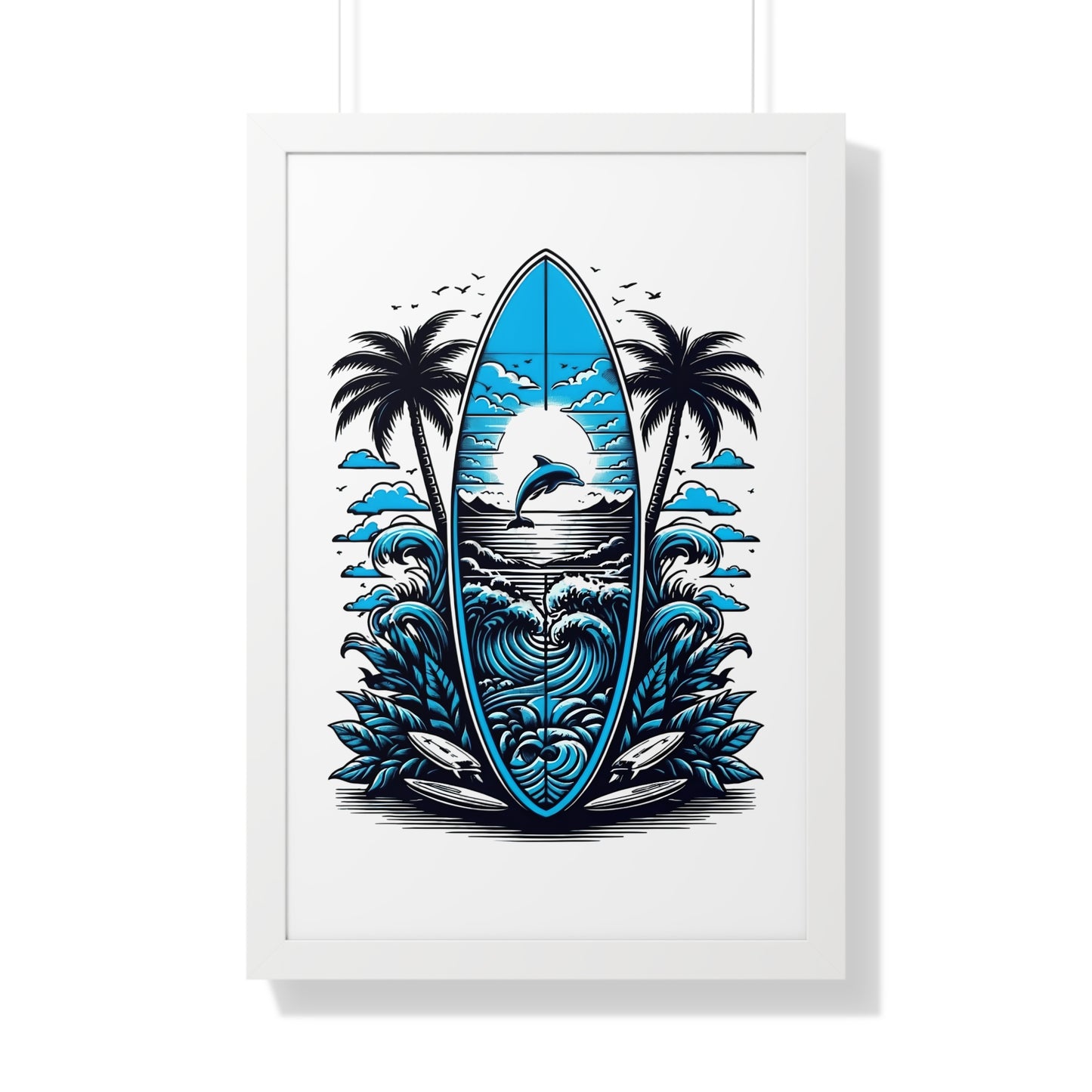 Surf Vibes Framed Vertical Poster | Beach Decor for Coastal Lovers