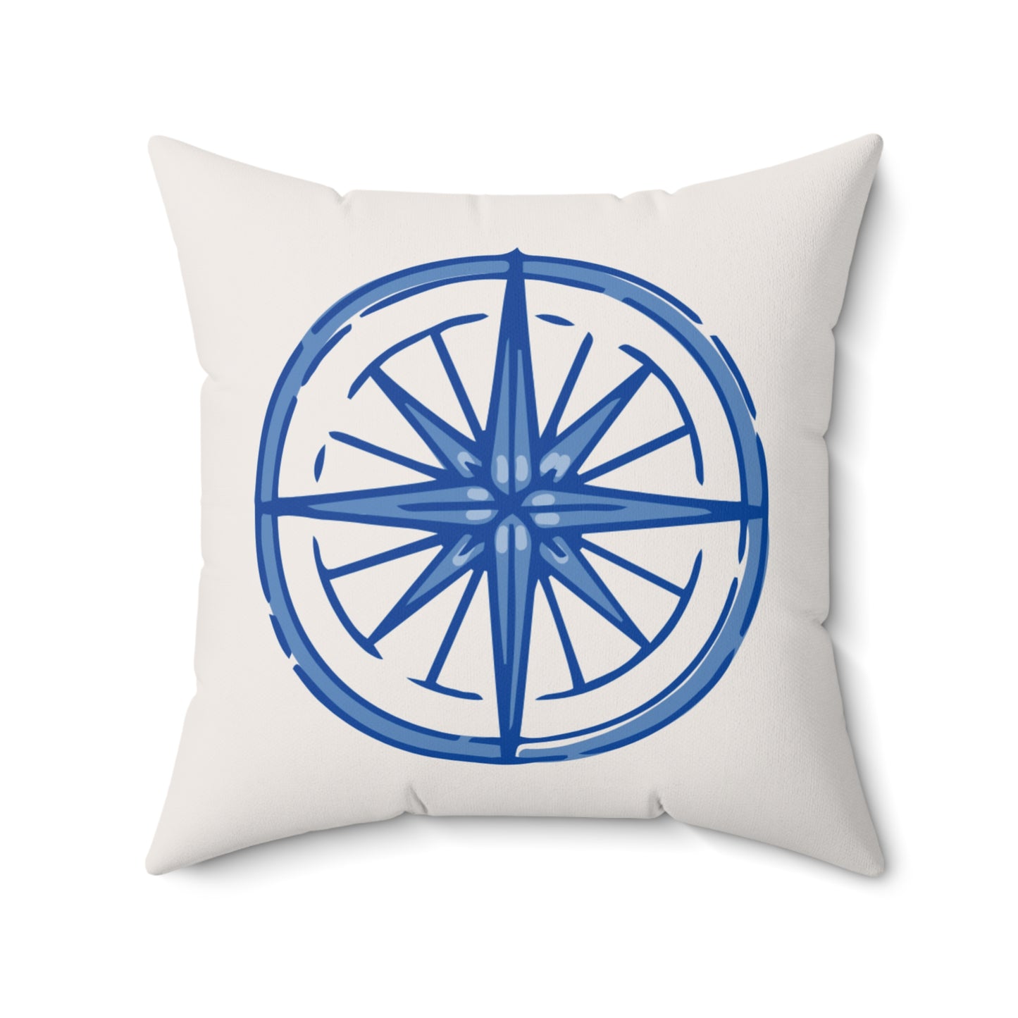 Nautical Compass Decorative Pillow - Spun Polyester Square Cushion for Home & Travel