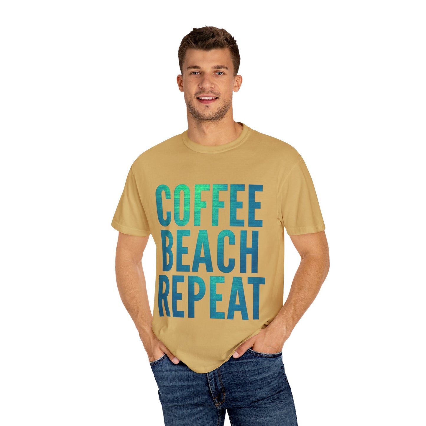 Coffee Beach Repeat Unisex Garment-Dyed T-Shirt