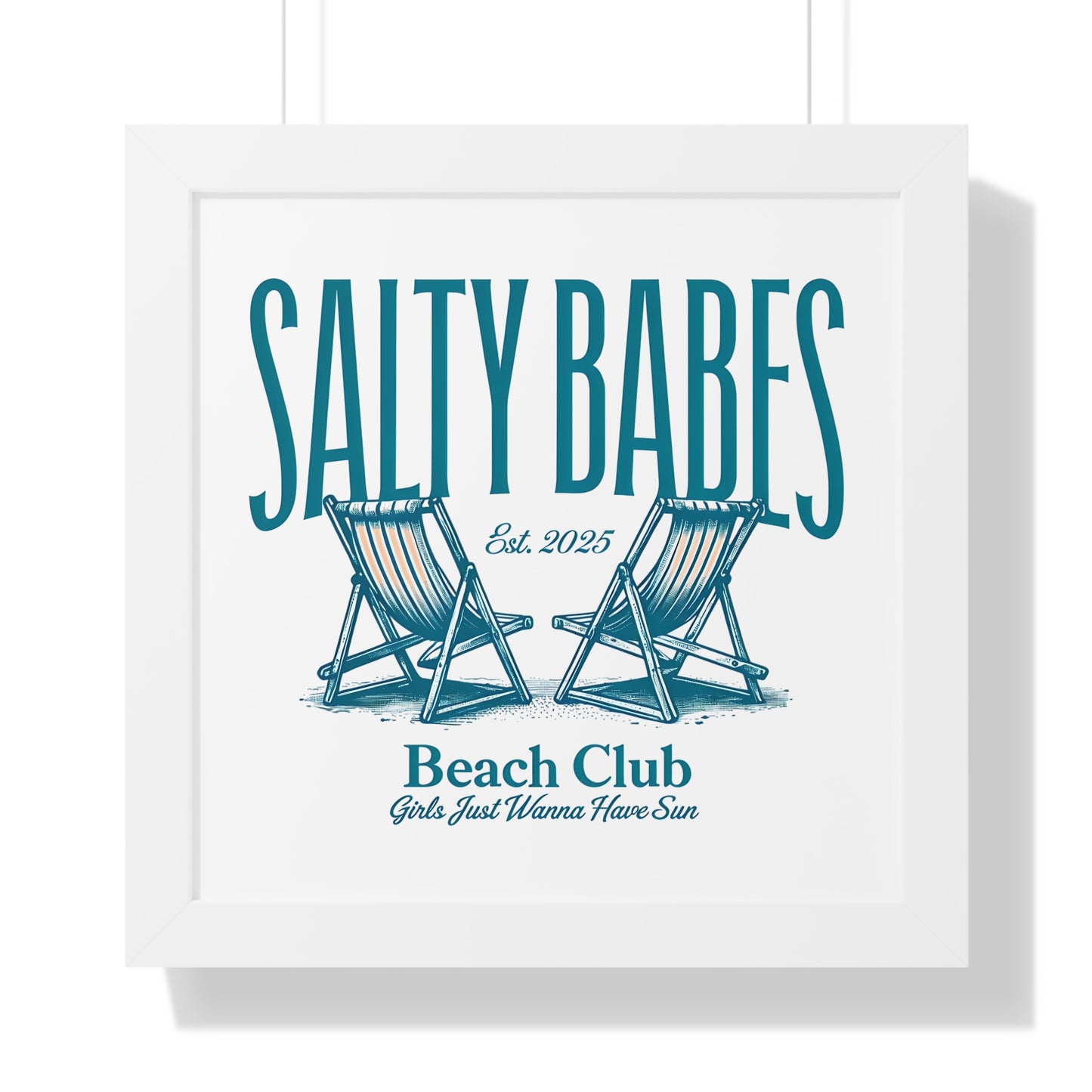 Salty Babes Beach Club Framed Vertical Poster - Coastal Decor for Beach Lovers