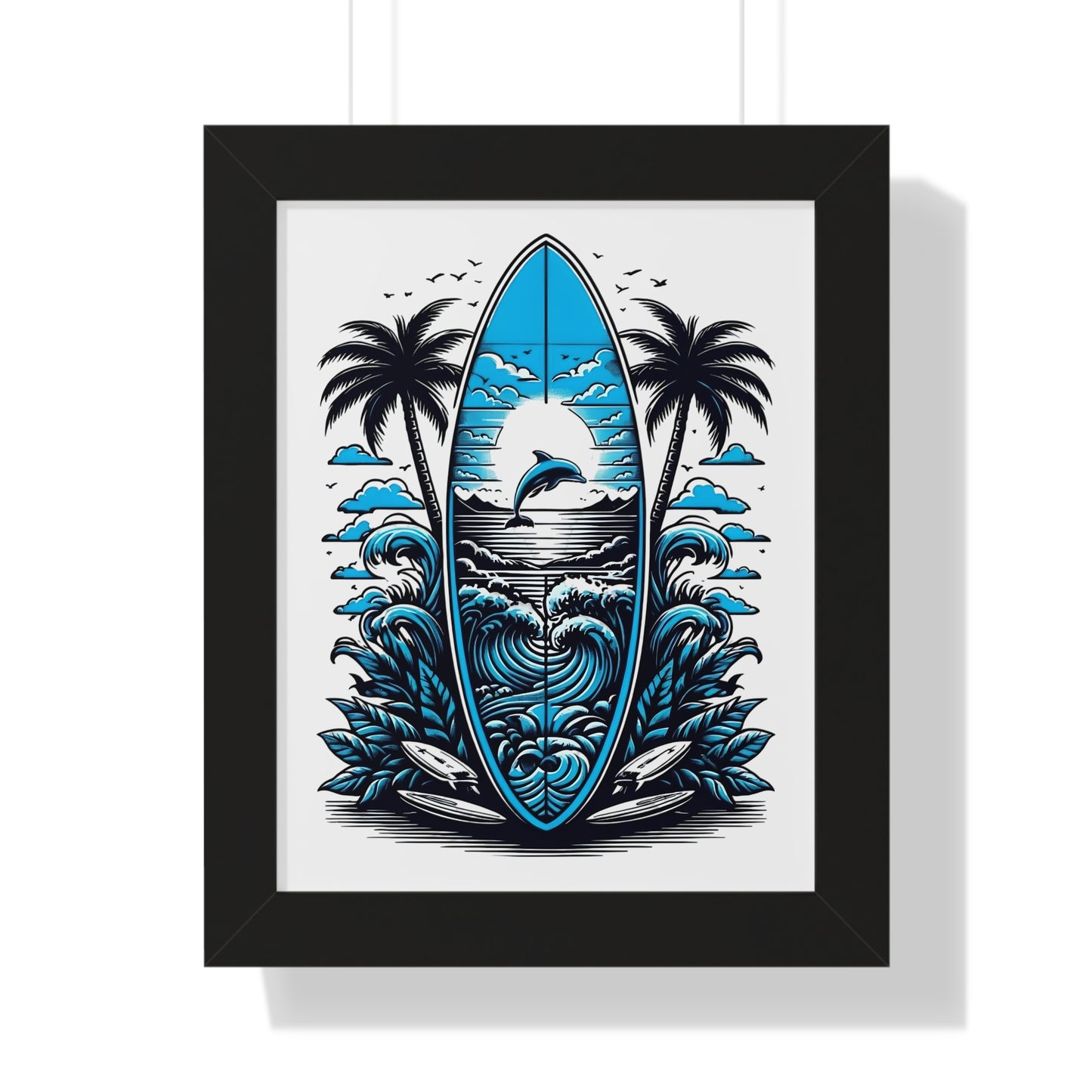 Surf Vibes Framed Vertical Poster | Beach Decor for Coastal Lovers
