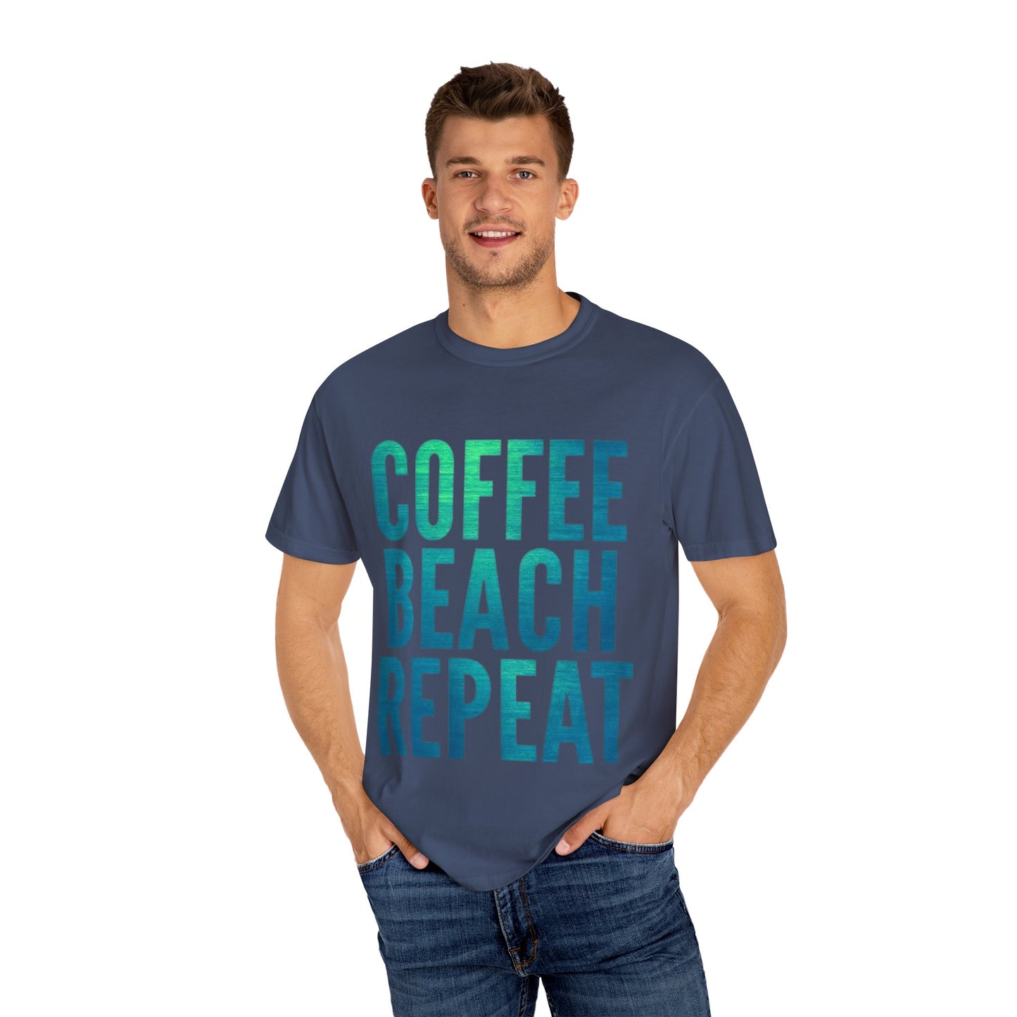 Coffee Beach Repeat Unisex Garment-Dyed T-Shirt