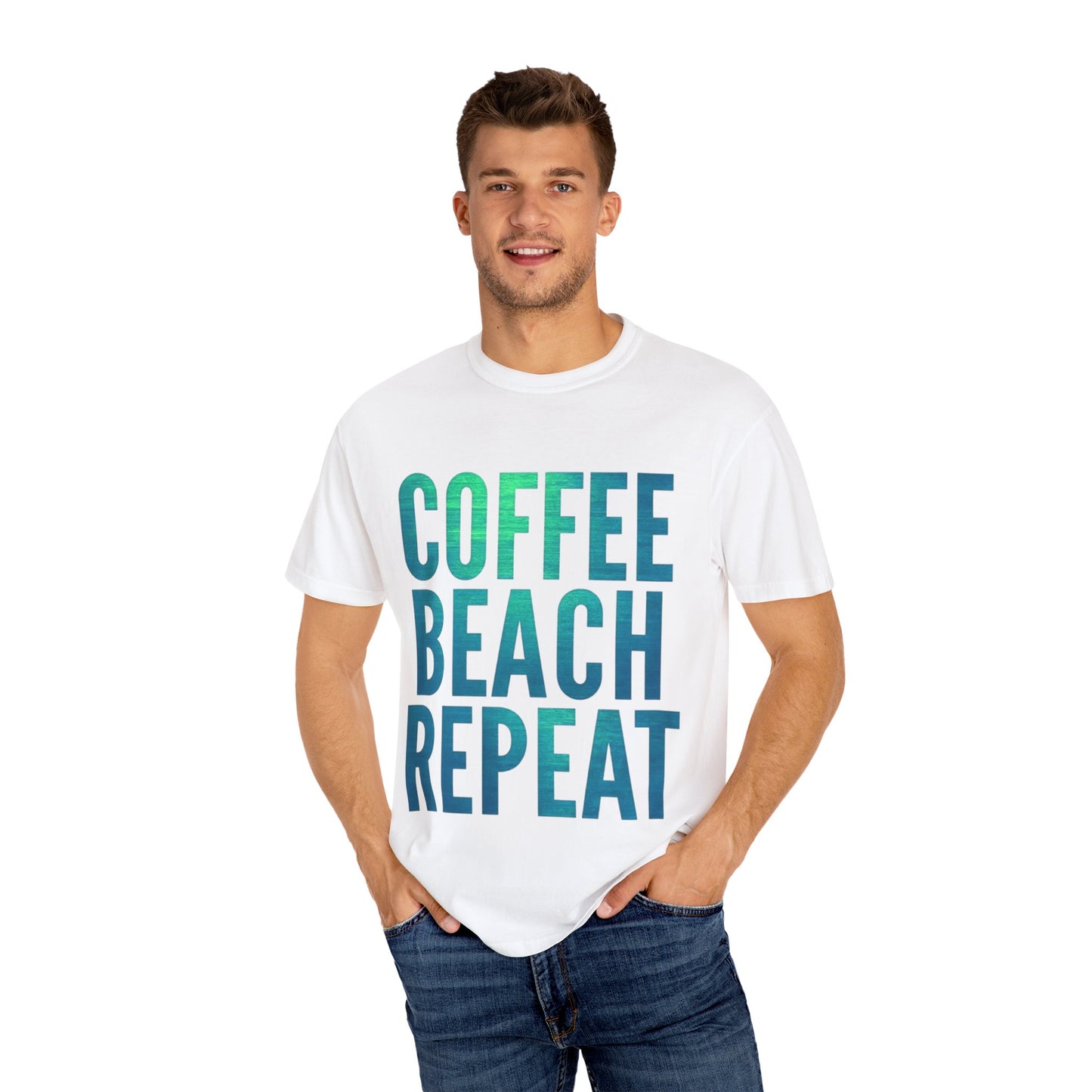 Coffee Beach Repeat Unisex Garment-Dyed T-Shirt
