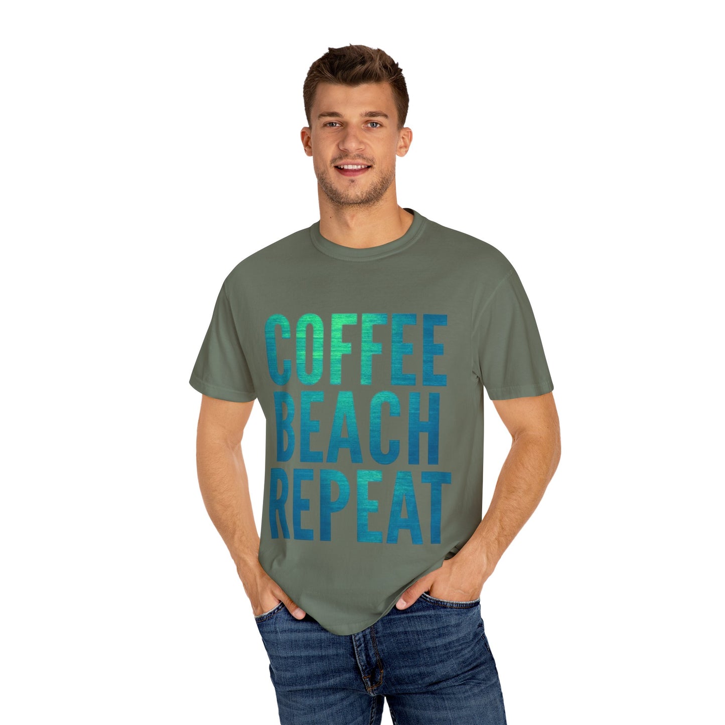 Coffee Beach Repeat Unisex Garment-Dyed T-Shirt