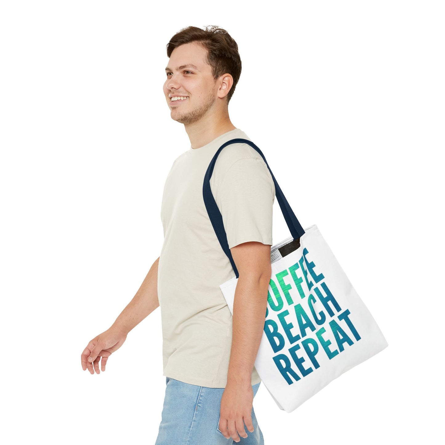 Coffee Beach Repeat Tote Bag - Perfect for Summer Days & Beach Lovers
