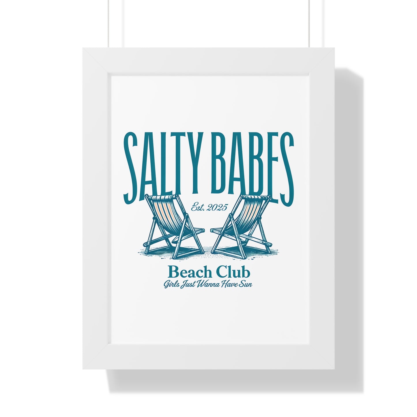 Salty Babes Beach Club Framed Vertical Poster - Coastal Decor for Beach Lovers