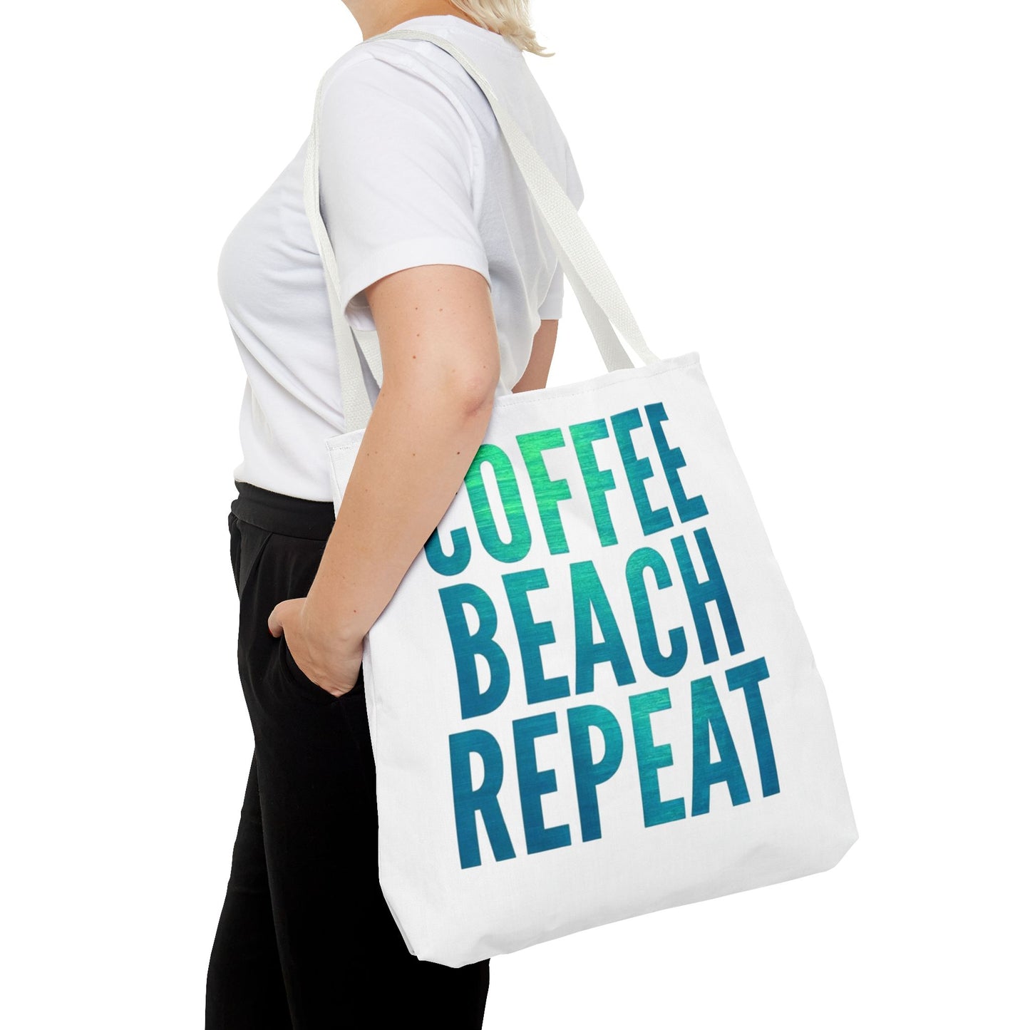 Coffee Beach Repeat Tote Bag - Perfect for Summer Days & Beach Lovers