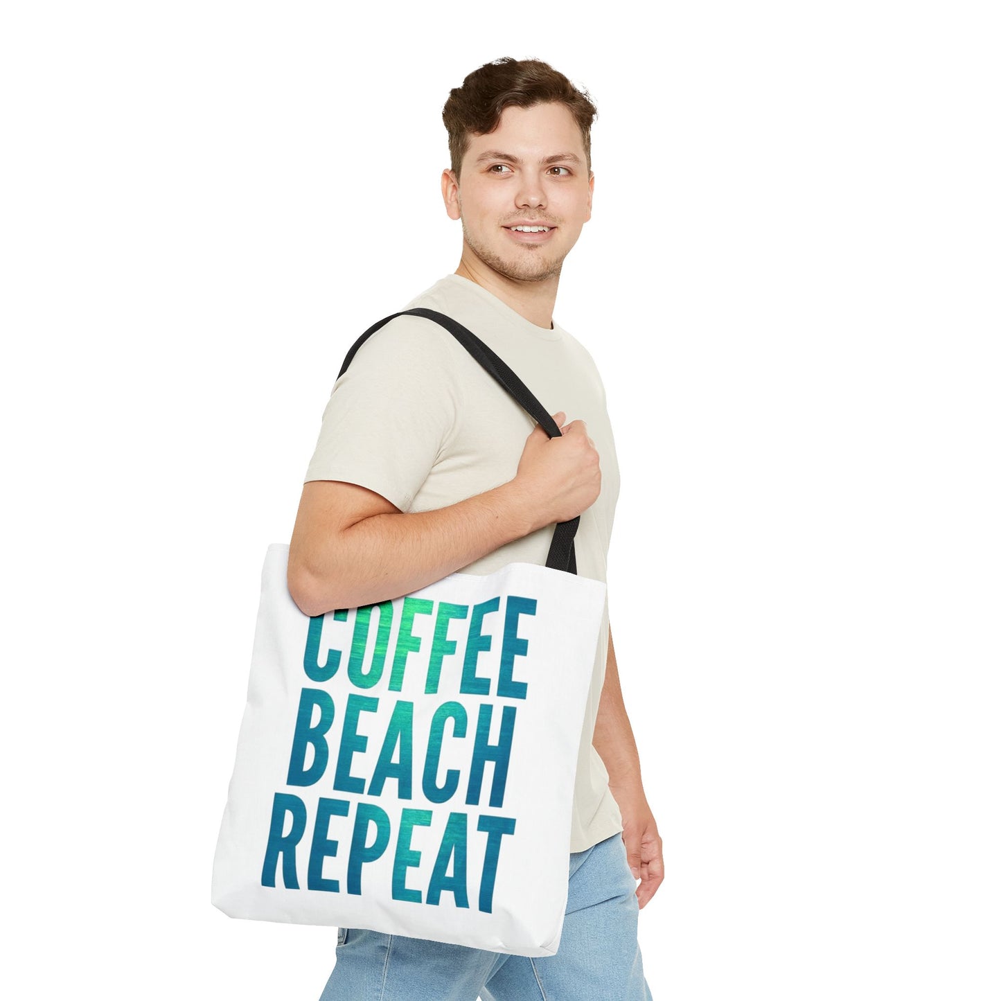 Coffee Beach Repeat Tote Bag - Perfect for Summer Days & Beach Lovers