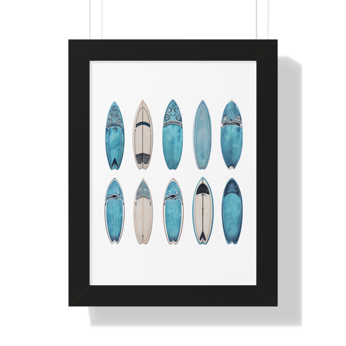 Surfboard Art Framed Poster - Coastal Home Decor for Beach Lovers