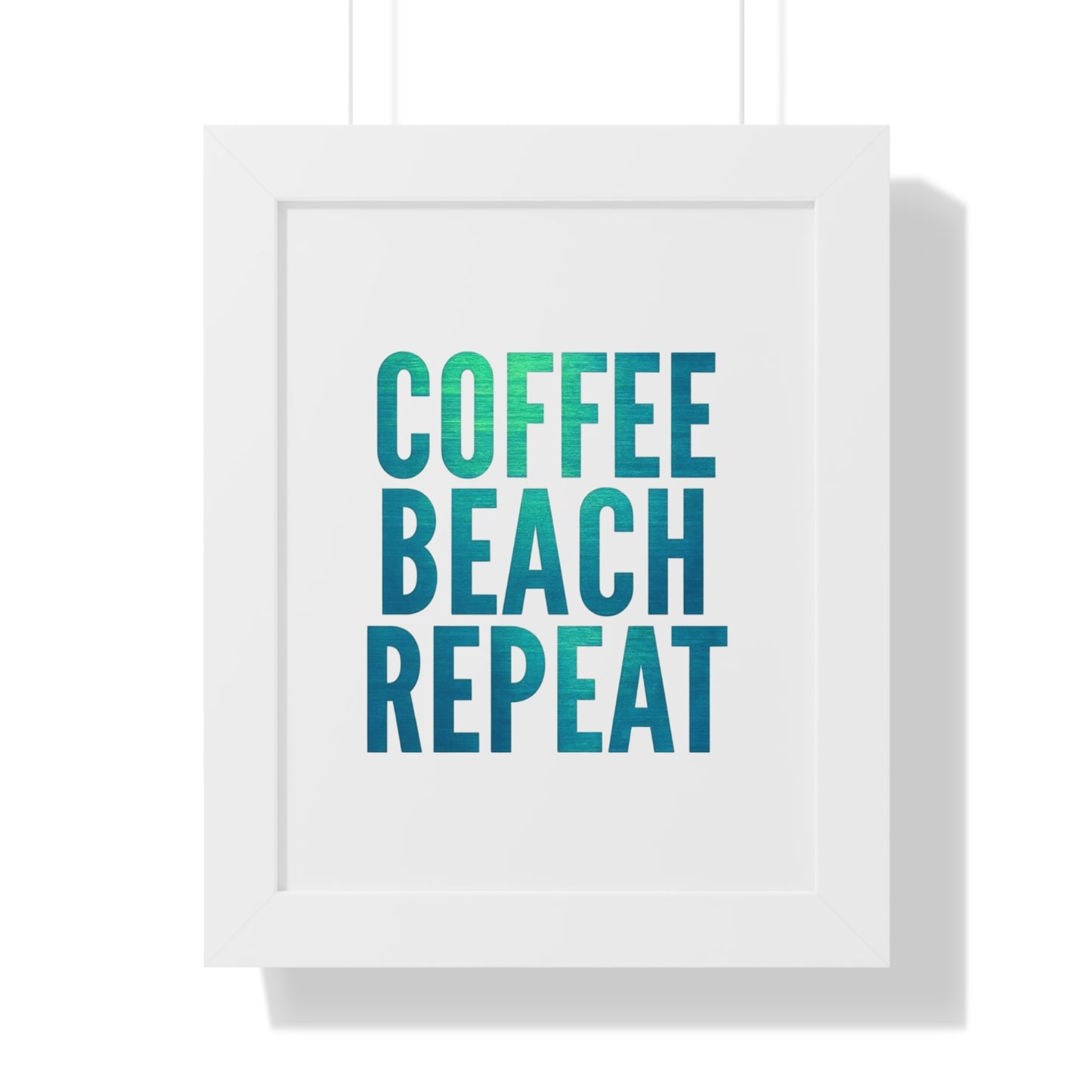 Coffee Beach Repeat Framed Vertical Poster | Coastal Home Decor