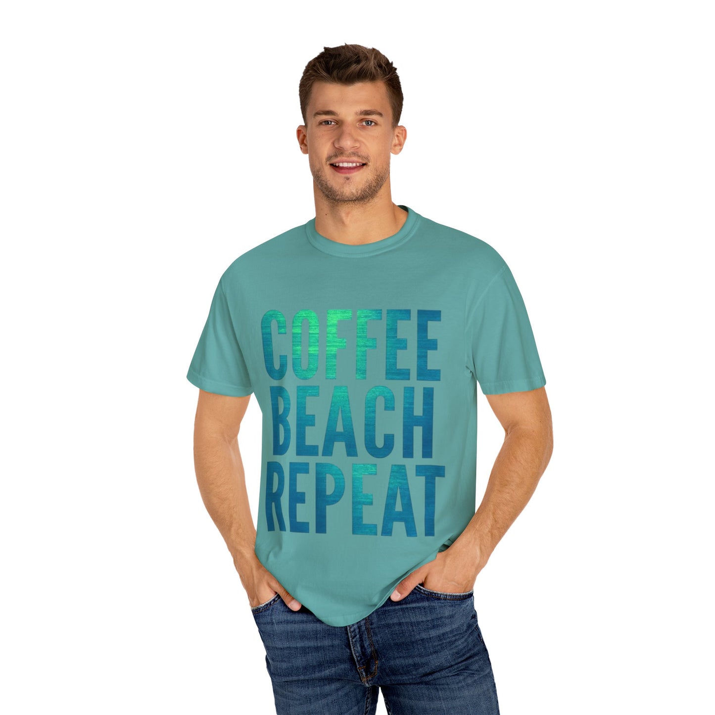 Coffee Beach Repeat Unisex Garment-Dyed T-Shirt