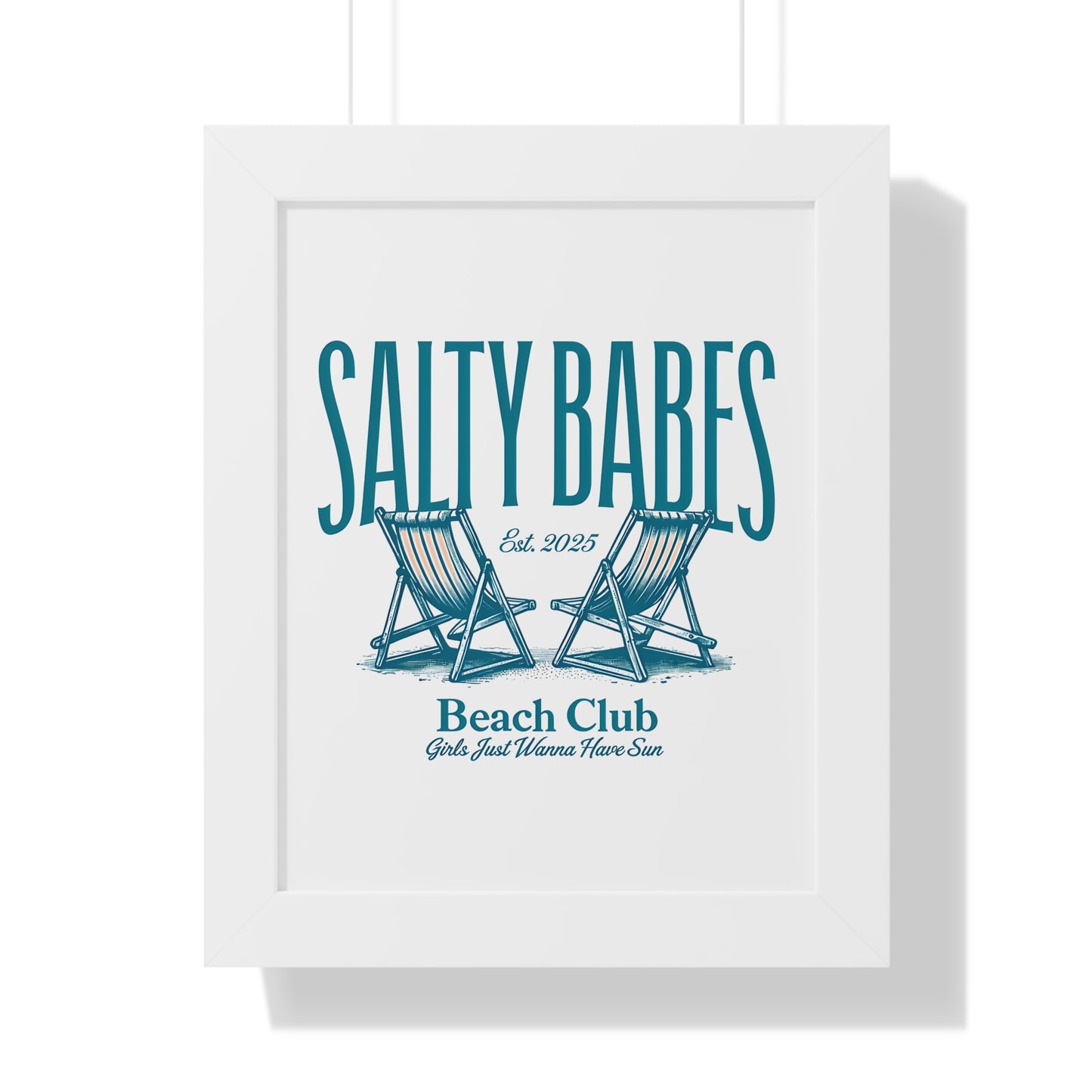 Salty Babes Beach Club Framed Vertical Poster - Coastal Decor for Beach Lovers