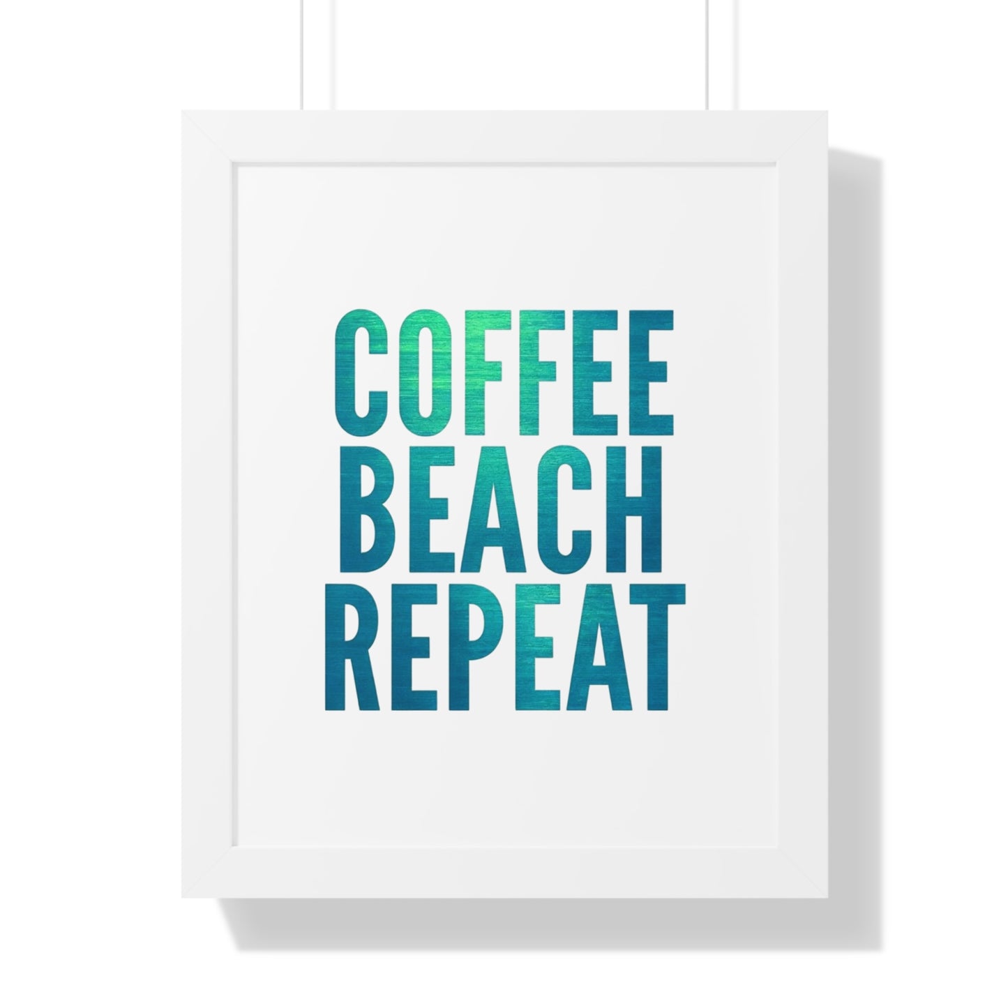 Coffee Beach Repeat Framed Vertical Poster | Coastal Home Decor
