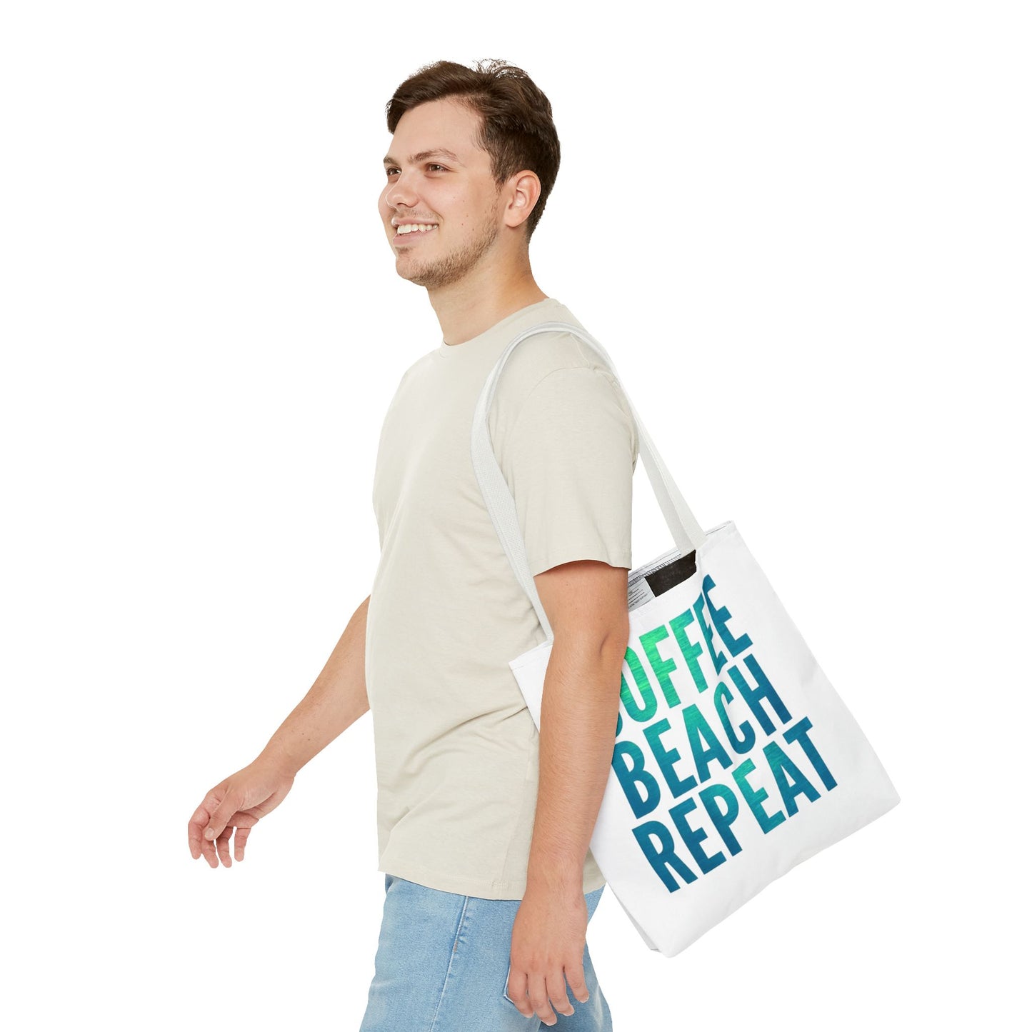 Coffee Beach Repeat Tote Bag - Perfect for Summer Days & Beach Lovers
