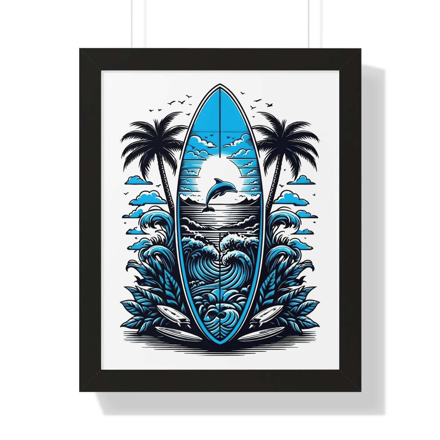 Surf Vibes Framed Vertical Poster | Beach Decor for Coastal Lovers