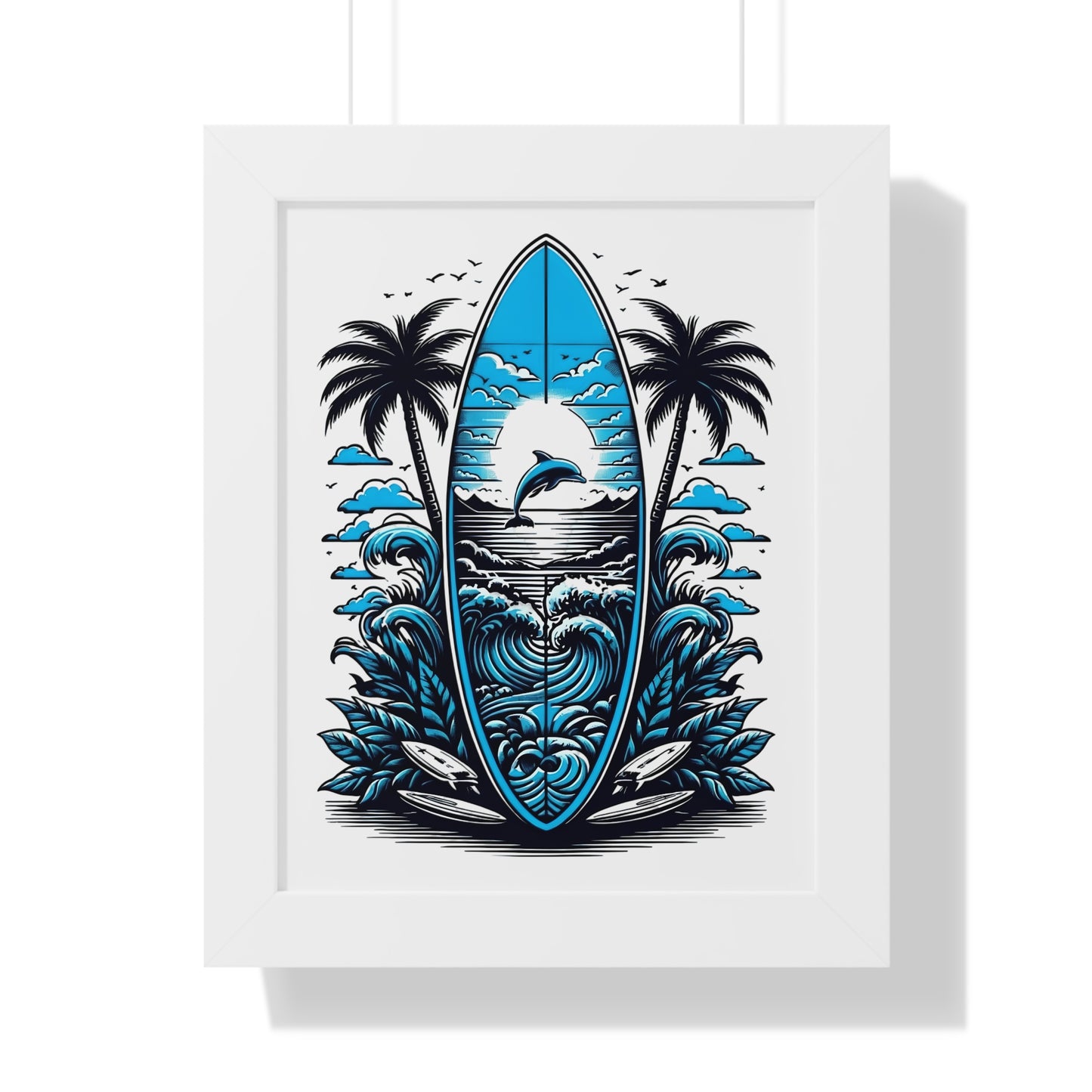 Surf Vibes Framed Vertical Poster | Beach Decor for Coastal Lovers