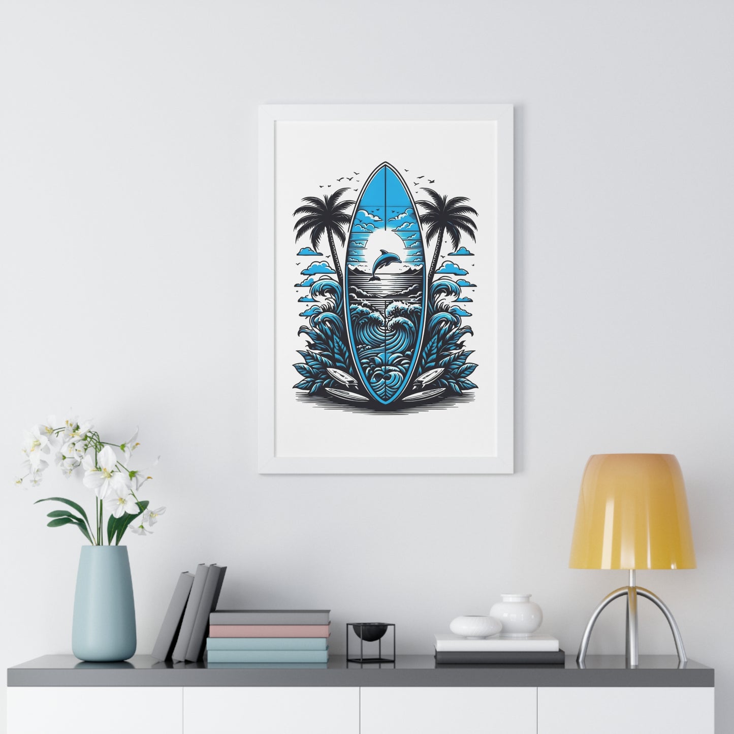 Surf Vibes Framed Vertical Poster | Beach Decor for Coastal Lovers