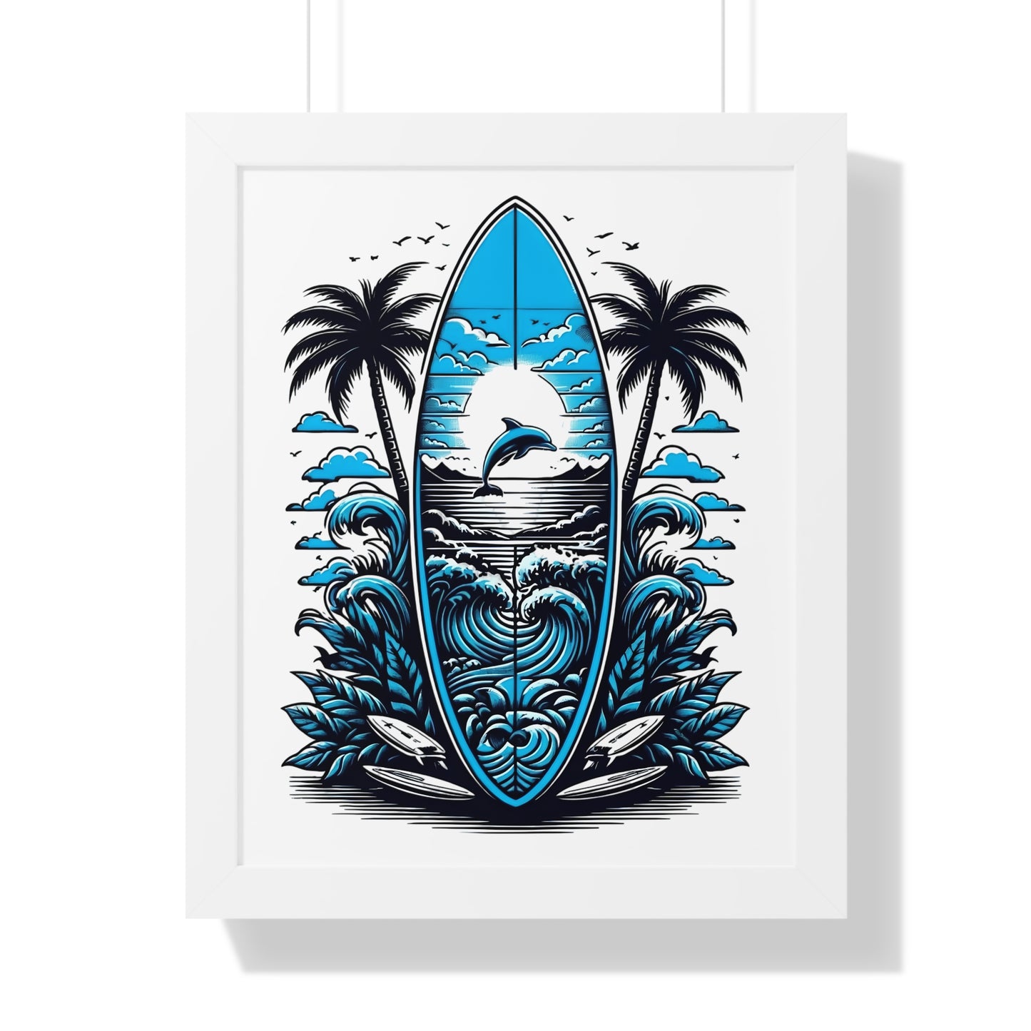 Surf Vibes Framed Vertical Poster | Beach Decor for Coastal Lovers