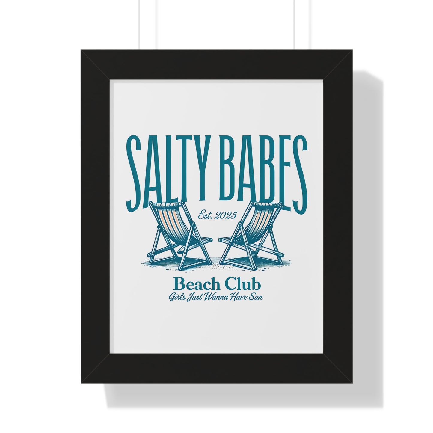 Salty Babes Beach Club Framed Vertical Poster - Coastal Decor for Beach Lovers