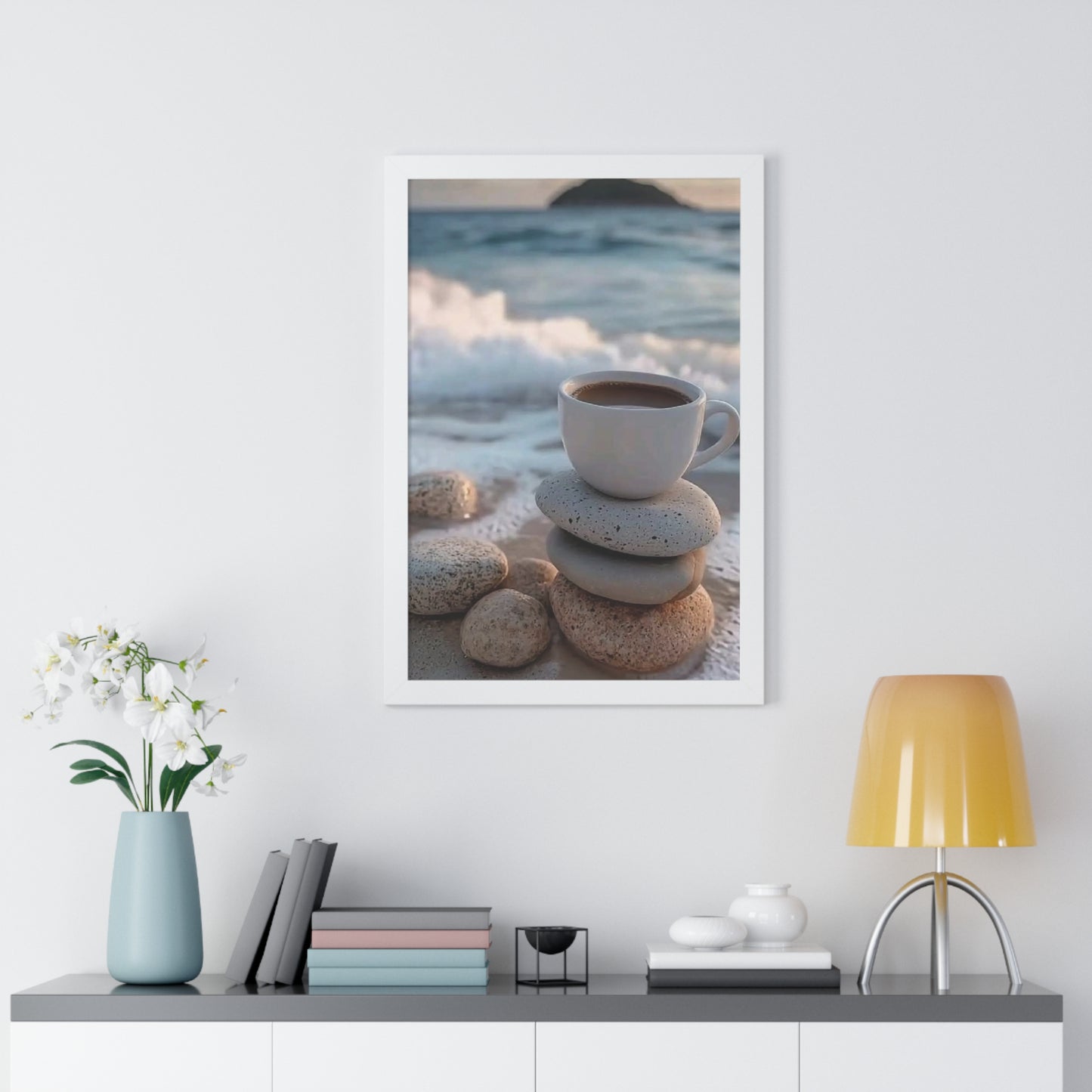 Coastal Coffee Beach Framed Wall Art